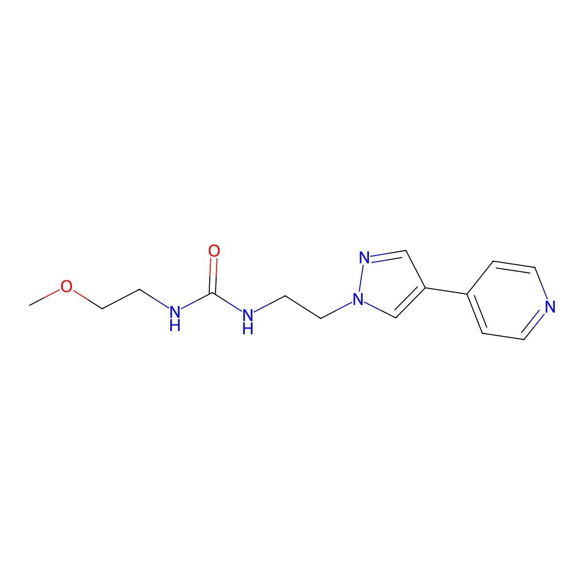 3-(2-methoxyethyl)-1-{2-[4-(pyridin-4-yl)-1H-pyrazol-1-yl]ethyl}urea molecular structure, CAS 2097910-52-4