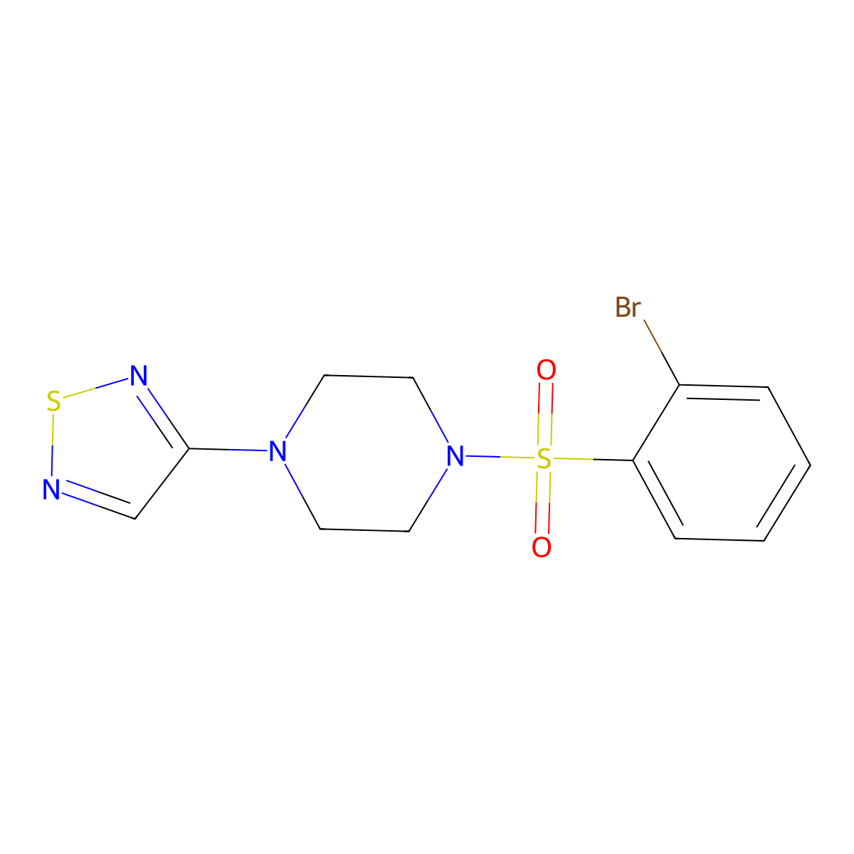 1-(2-Bromobenzenesulfonyl)-4-(1,2,5-thiadiazol-3-yl)piperazine molecular structure, CAS 2097910-53-5