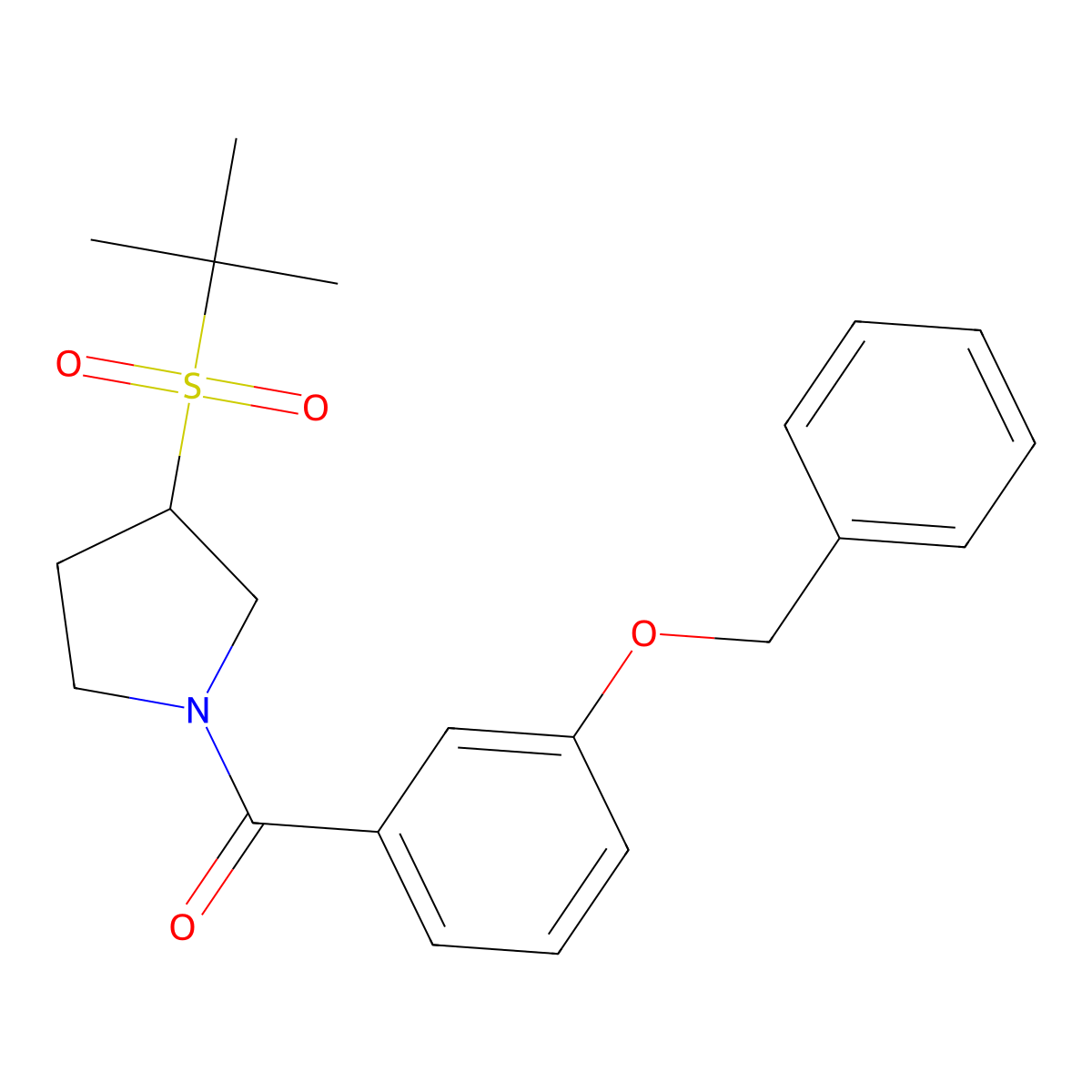 (3-(Benzyloxy)phenyl)(3-(tert-butylsulfonyl)pyrrolidin-1-yl)methanone molecular structure, CAS 2097910-54-6