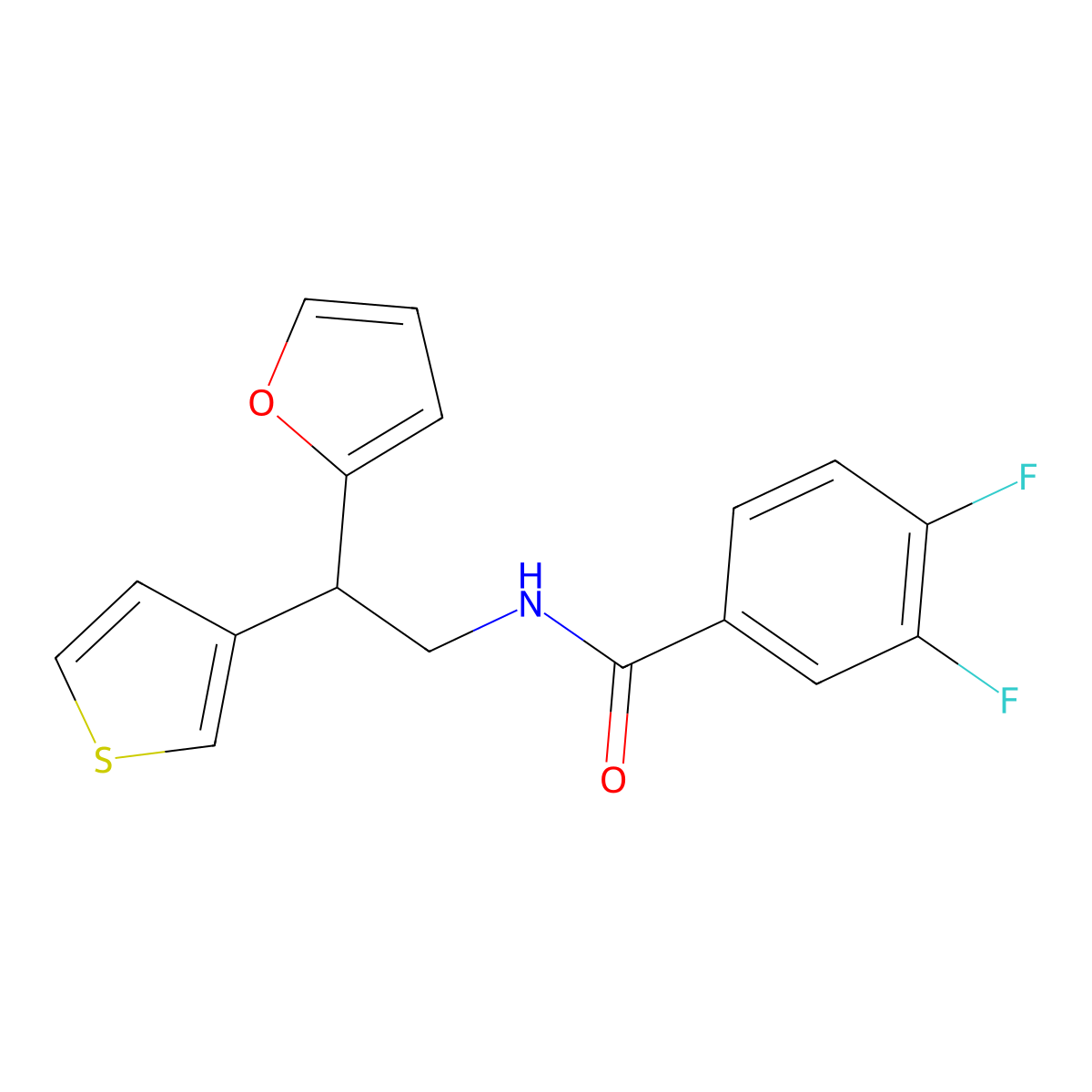 3,4-difluoro-N-[2-(furan-2-yl)-2-(thiophen-3-yl)ethyl]benzamide molecular structure, CAS 2097910-56-8