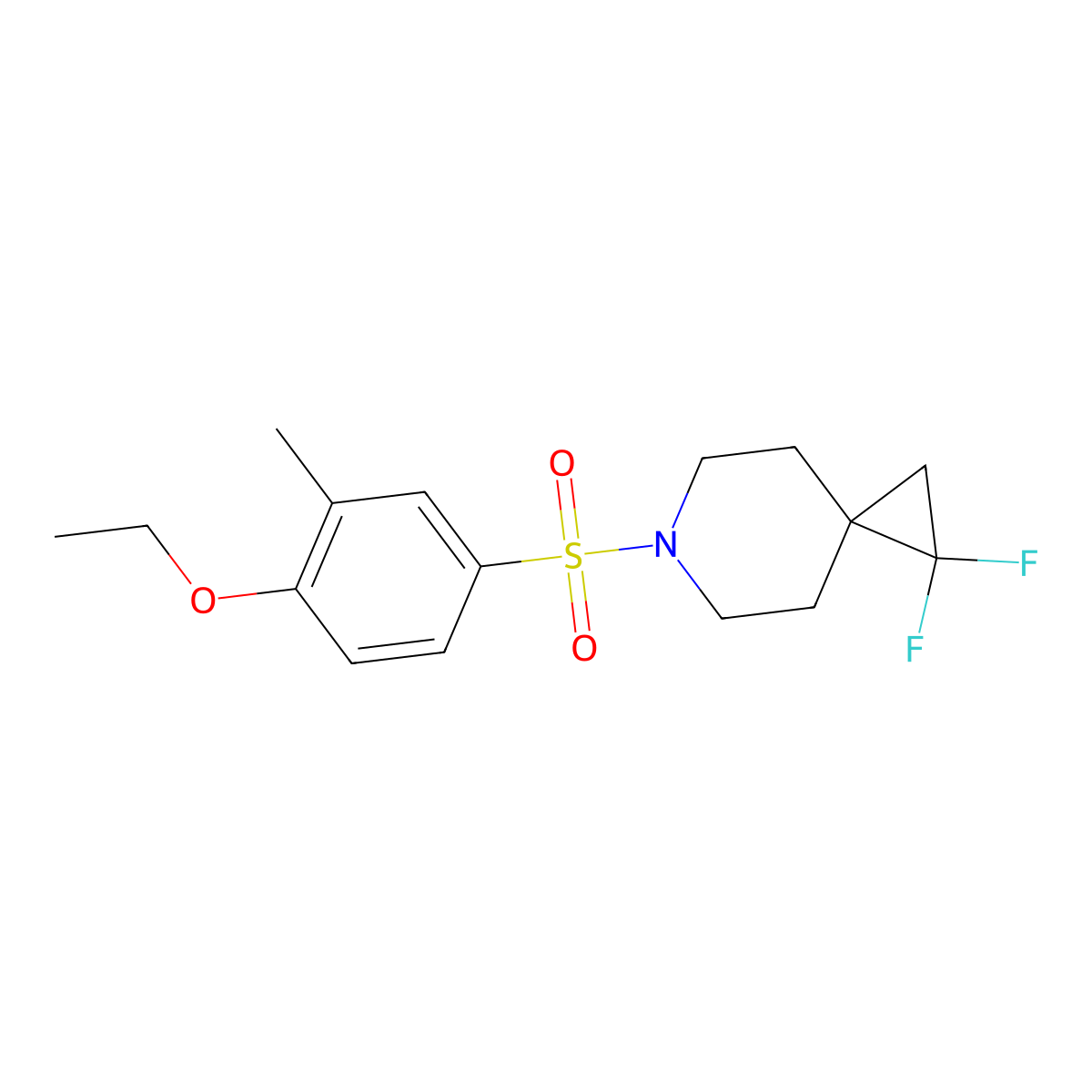 6-(4-Ethoxy-3-methylbenzenesulfonyl)-1,1-difluoro-6-azaspiro[2.5]octane molecular structure, CAS 2097911-39-0