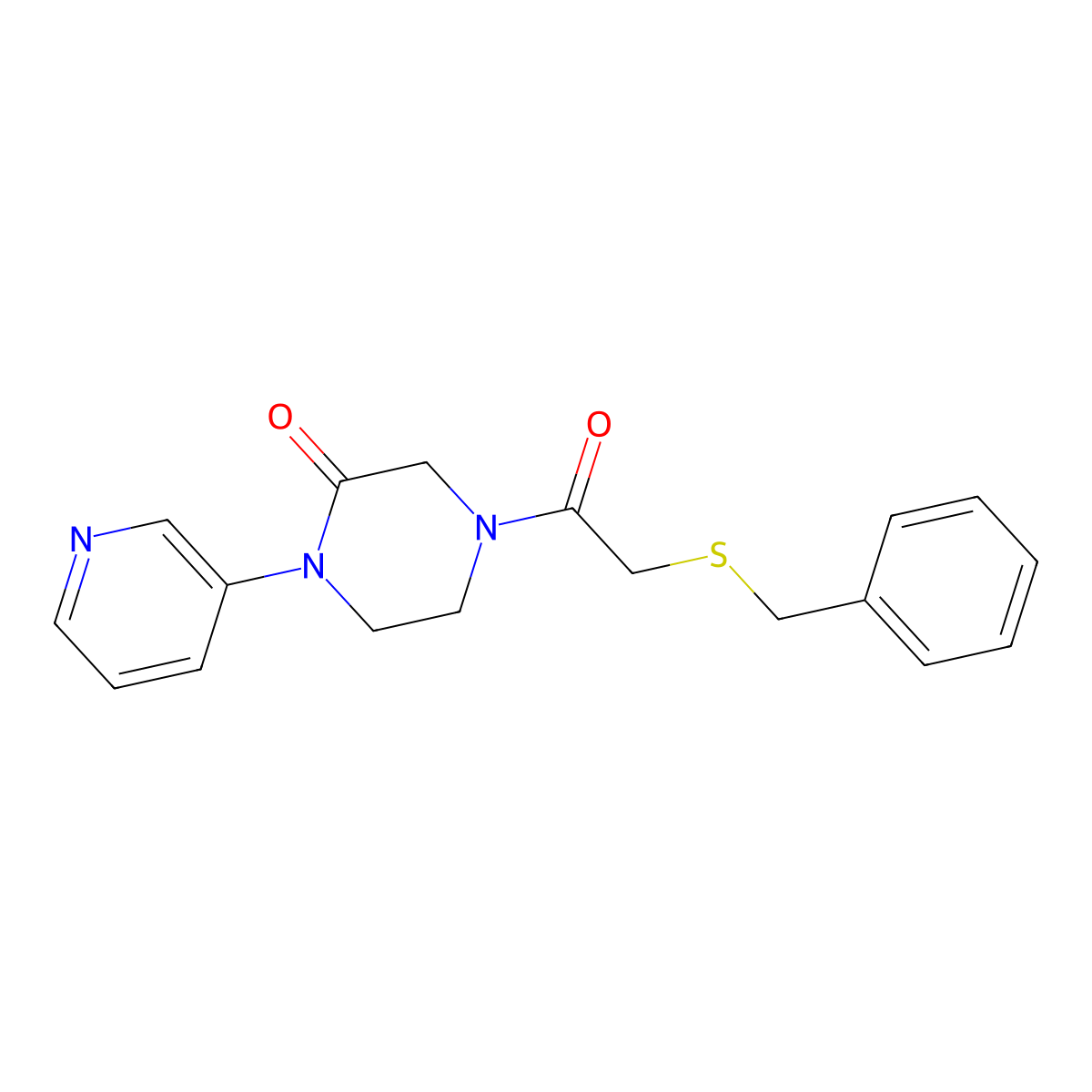 4-[2-(Benzylsulfanyl)acetyl]-1-(pyridin-3-yl)piperazin-2-one molecular structure, CAS 2097911-49-2