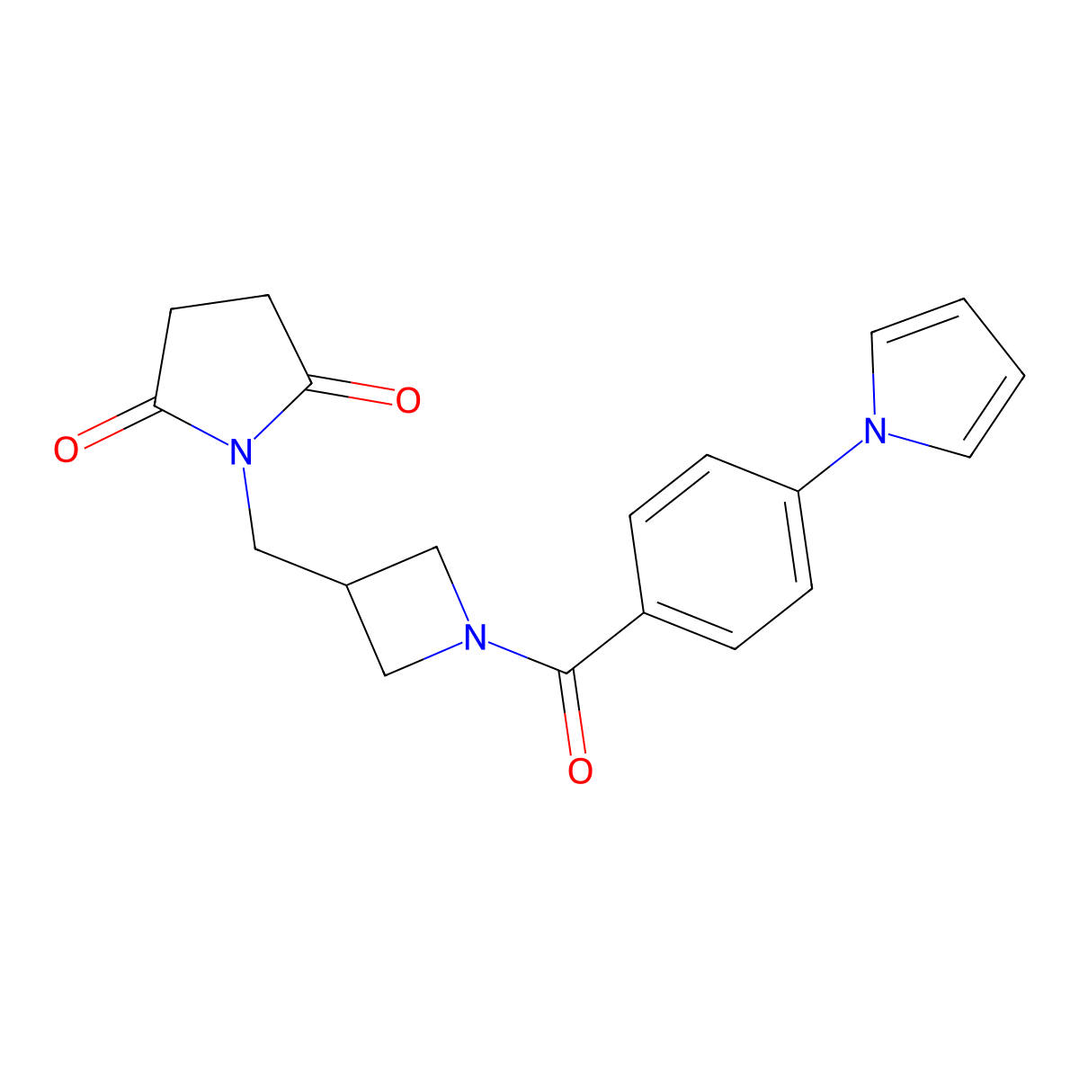 1-({1-[4-(1H-pyrrol-1-yl)benzoyl]azetidin-3-yl}methyl)pyrrolidine-2,5-dione molecular structure, CAS 2097911-56-1
