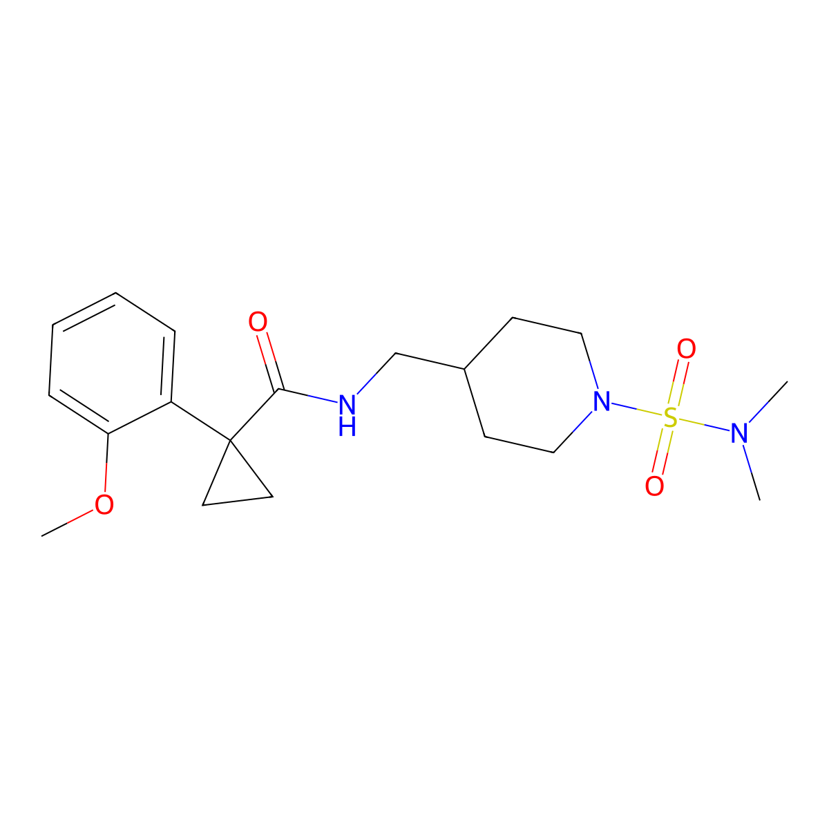 N-{[1-(dimethylsulfamoyl)piperidin-4-yl]methyl}-1-(2-methoxyphenyl)cyclopropane-1-carboxamide molecular structure, CAS 2097911-60-7