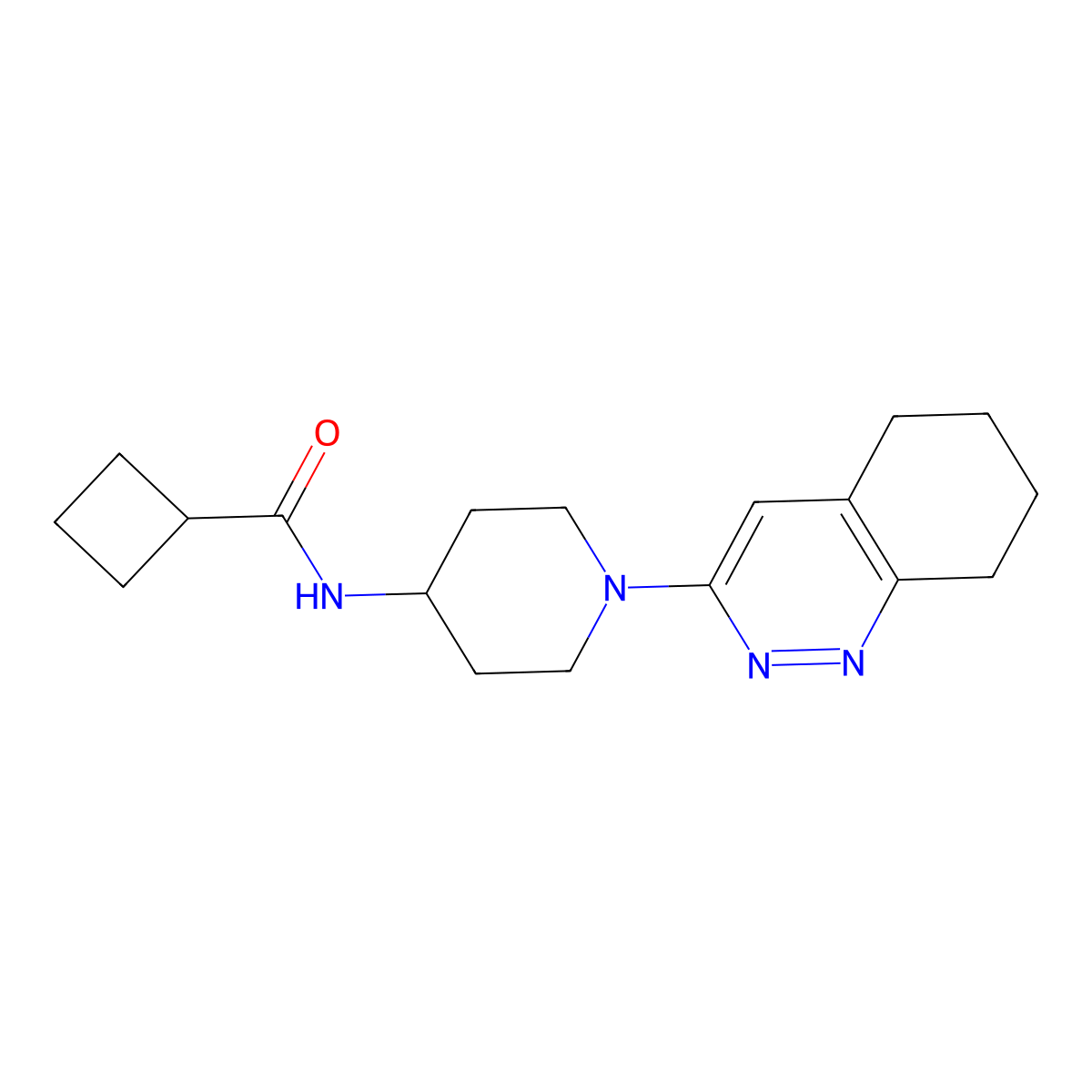 N-[1-(5,6,7,8-tetrahydrocinnolin-3-yl)piperidin-4-yl]cyclobutanecarboxamide molecular structure, CAS 2097911-69-6