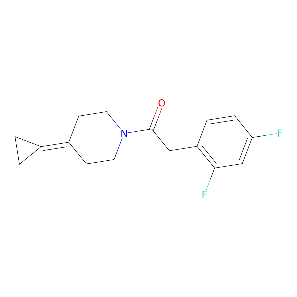 1-(4-Cyclopropylidenepiperidin-1-yl)-2-(2,4-difluorophenyl)ethanone molecular structure, CAS 2097911-72-1