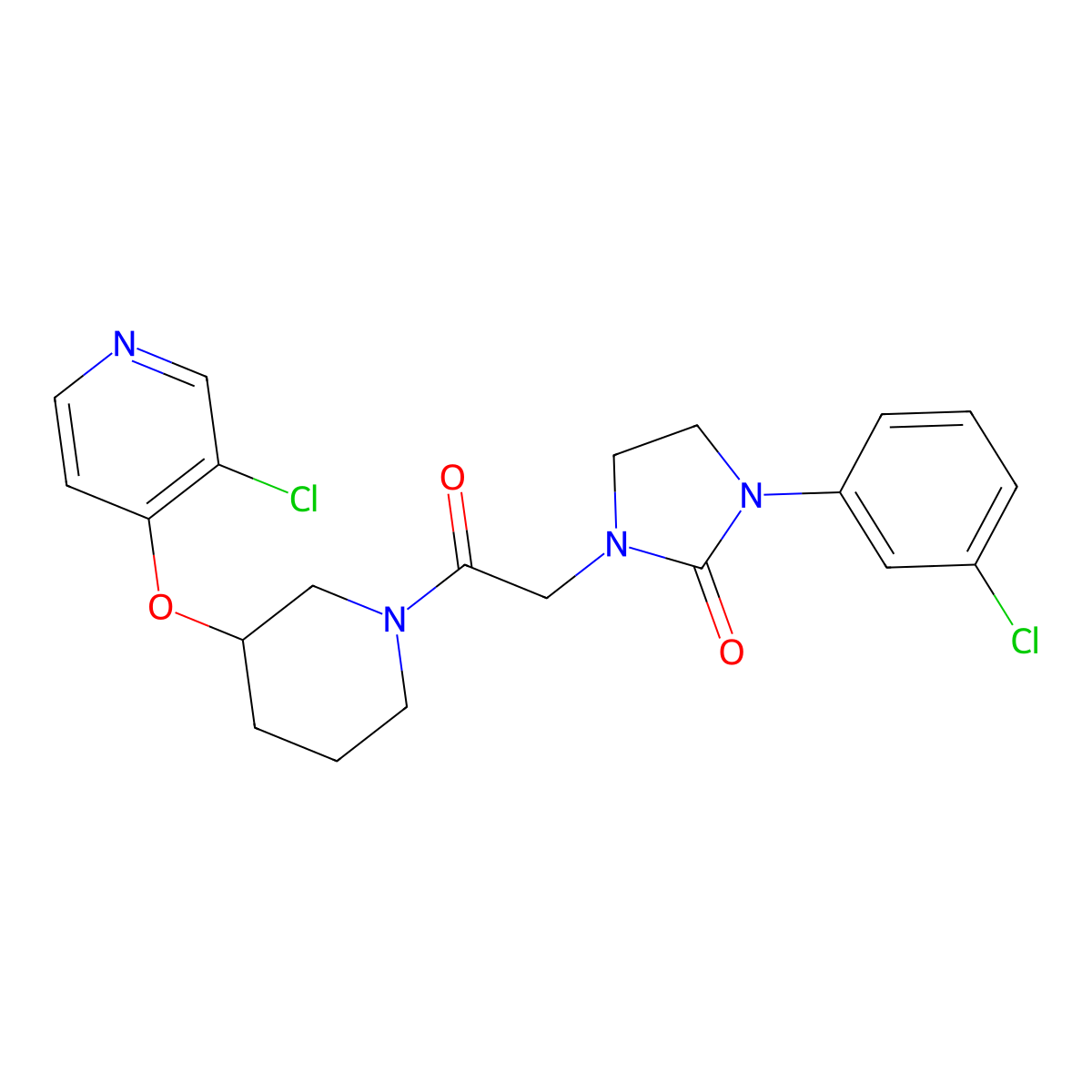 1-(3-Chlorophenyl)-3-(2-{3-[(3-chloropyridin-4-yl)oxy]piperidin-1-yl}-2-oxoethyl)imidazolidin-2-one molecular structure, CAS 2097911-79-8