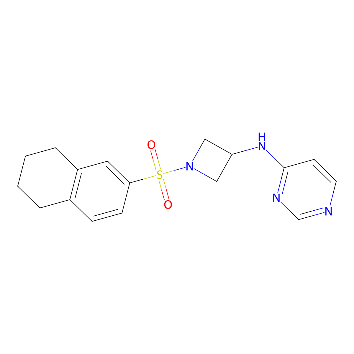 N-[1-(5,6,7,8-tetrahydronaphthalene-2-sulfonyl)azetidin-3-yl]pyrimidin-4-amine molecular structure, CAS 2097911-94-7