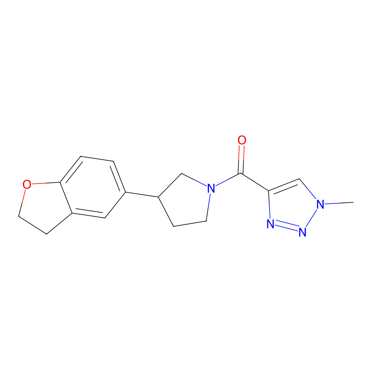 4-[3-(2,3-dihydro-1-benzofuran-5-yl)pyrrolidine-1-carbonyl]-1-methyl-1H-1,2,3-triazole molecular structure, CAS 2097911-96-9