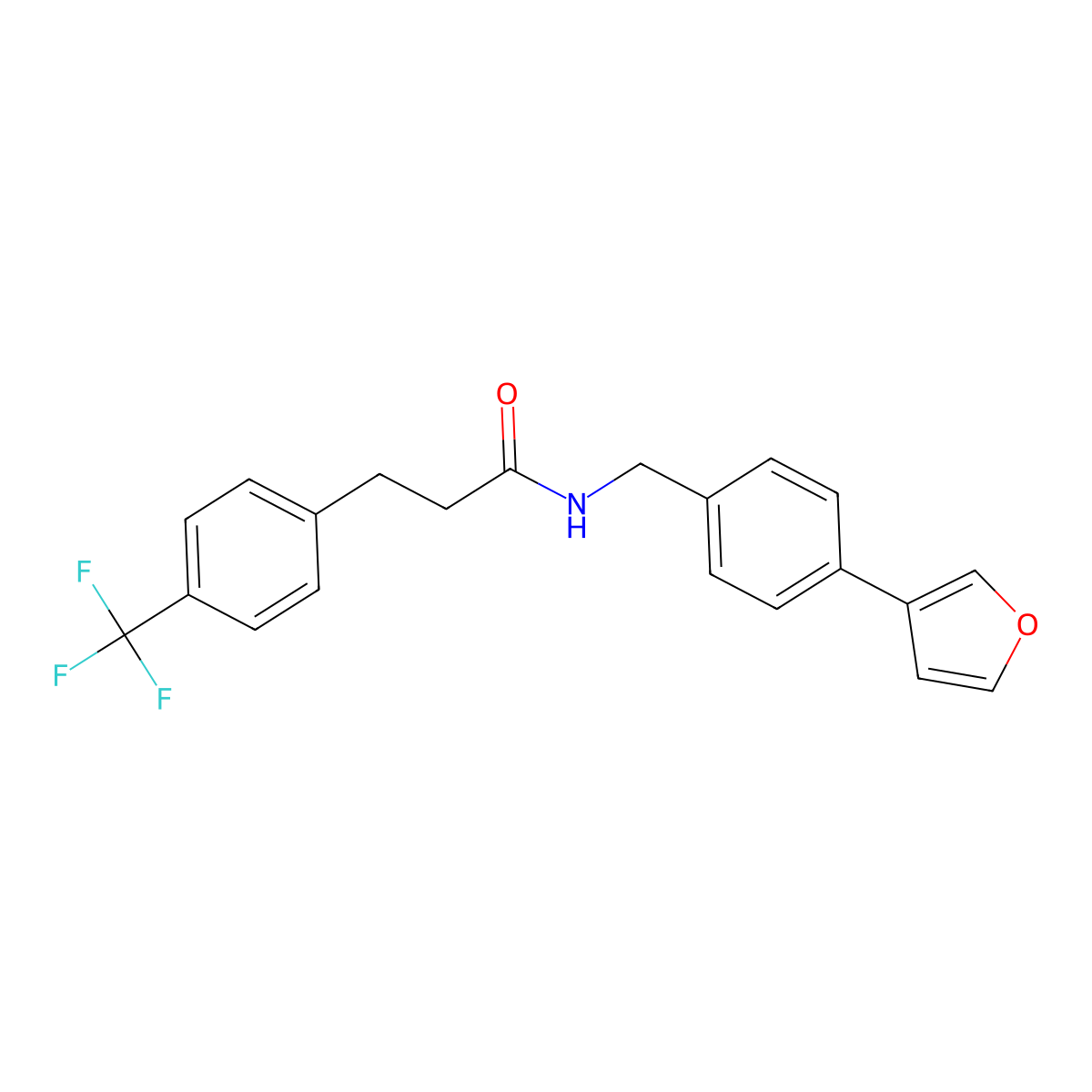 N-{[4-(furan-3-yl)phenyl]methyl}-3-[4-(trifluoromethyl)phenyl]propanamide molecular structure, CAS 2097911-97-0