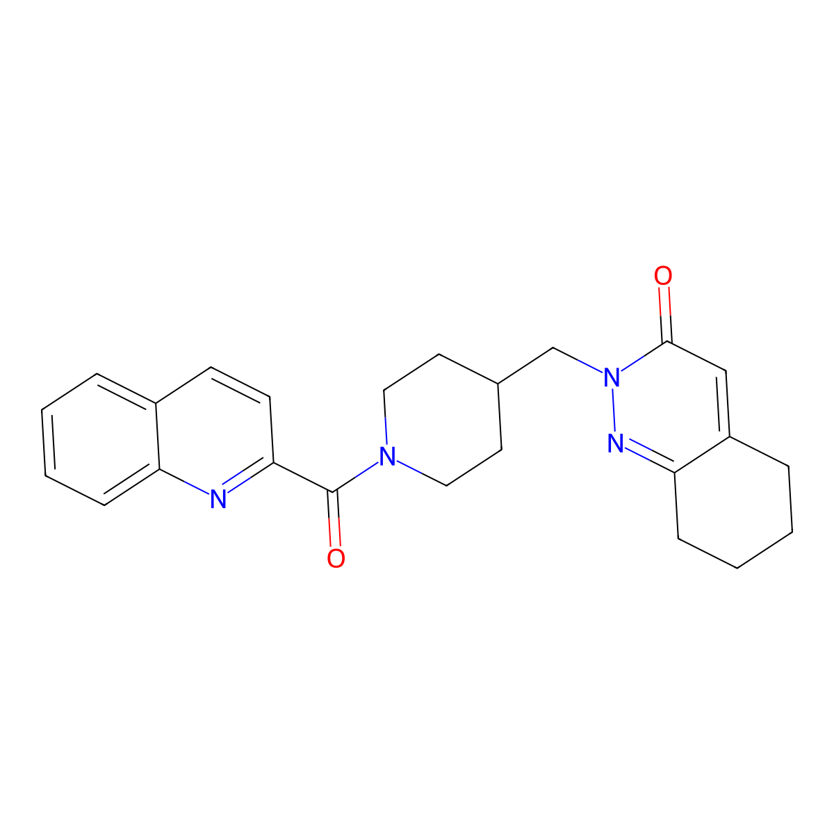 2-{[1-(Quinoline-2-carbonyl)piperidin-4-yl]methyl}-2,3,5,6,7,8-hexahydrocinnolin-3-one molecular structure, CAS 2097911-98-1