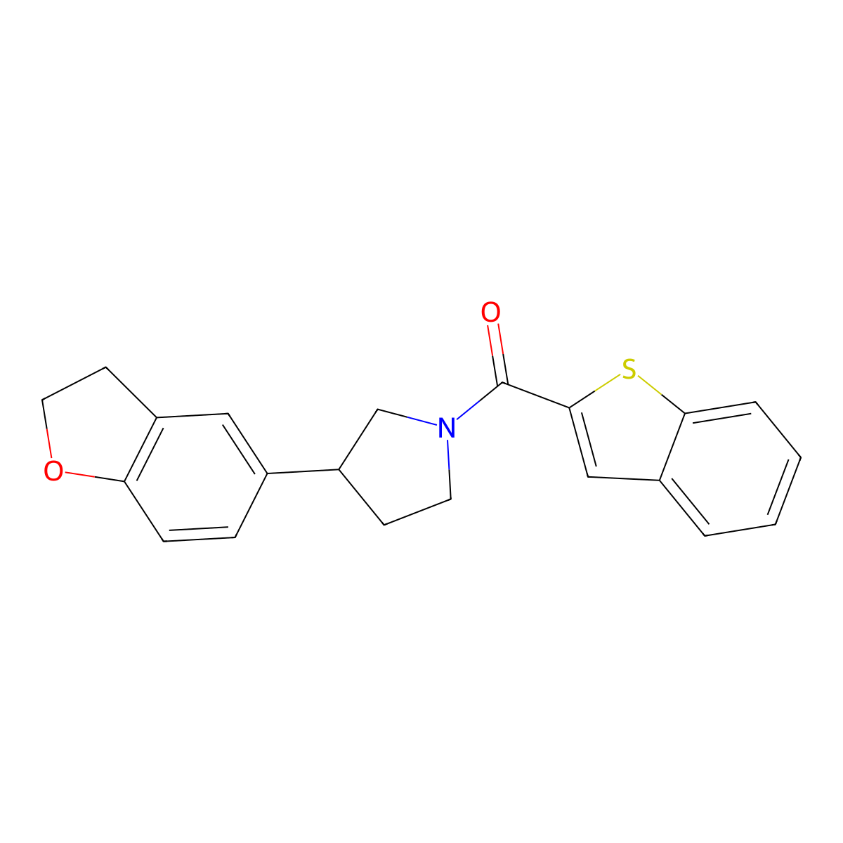 1-(1-Benzothiophene-2-carbonyl)-3-(2,3-dihydro-1-benzofuran-5-yl)pyrrolidine molecular structure, CAS 2097912-05-3
