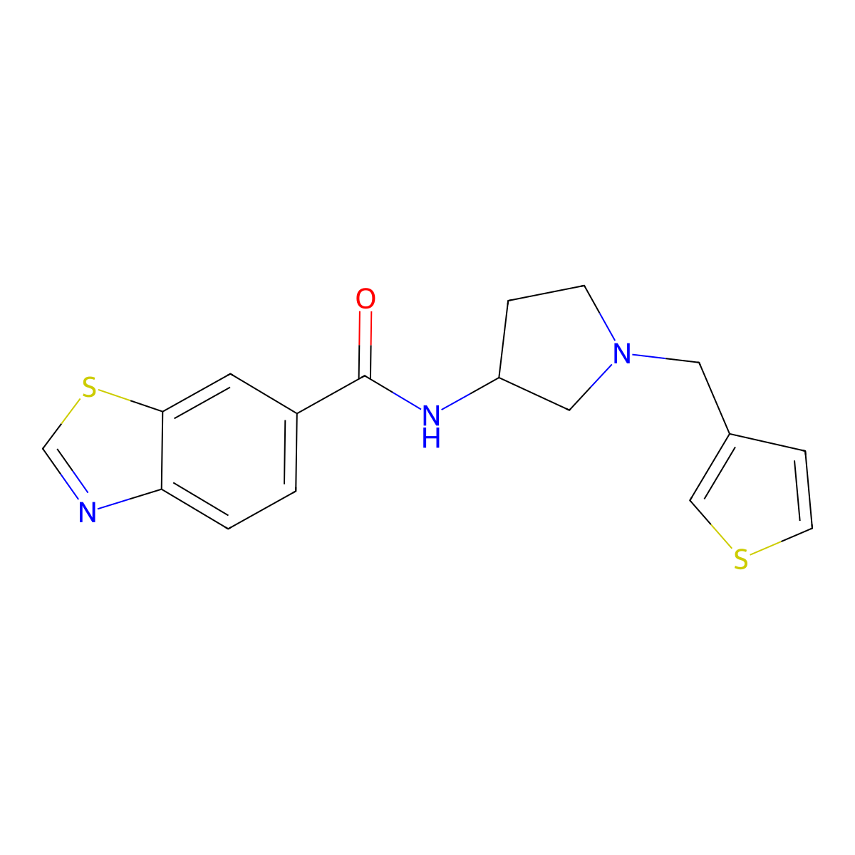 N-{1-[(thiophen-3-yl)methyl]pyrrolidin-3-yl}-1,3-benzothiazole-6-carboxamide molecular structure, CAS 2097912-18-8