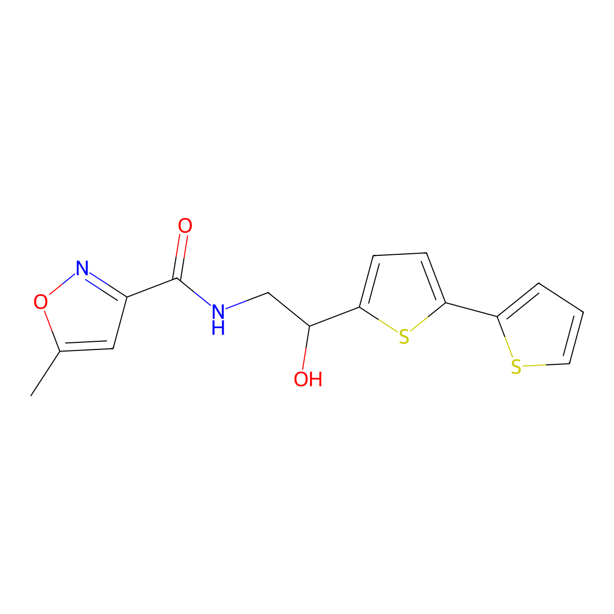 N-(2-{[2,2'-bithiophene]-5-yl}-2-hydroxyethyl)-5-methyl-1,2-oxazole-3-carboxamide molecular structure, CAS 2097912-19-9