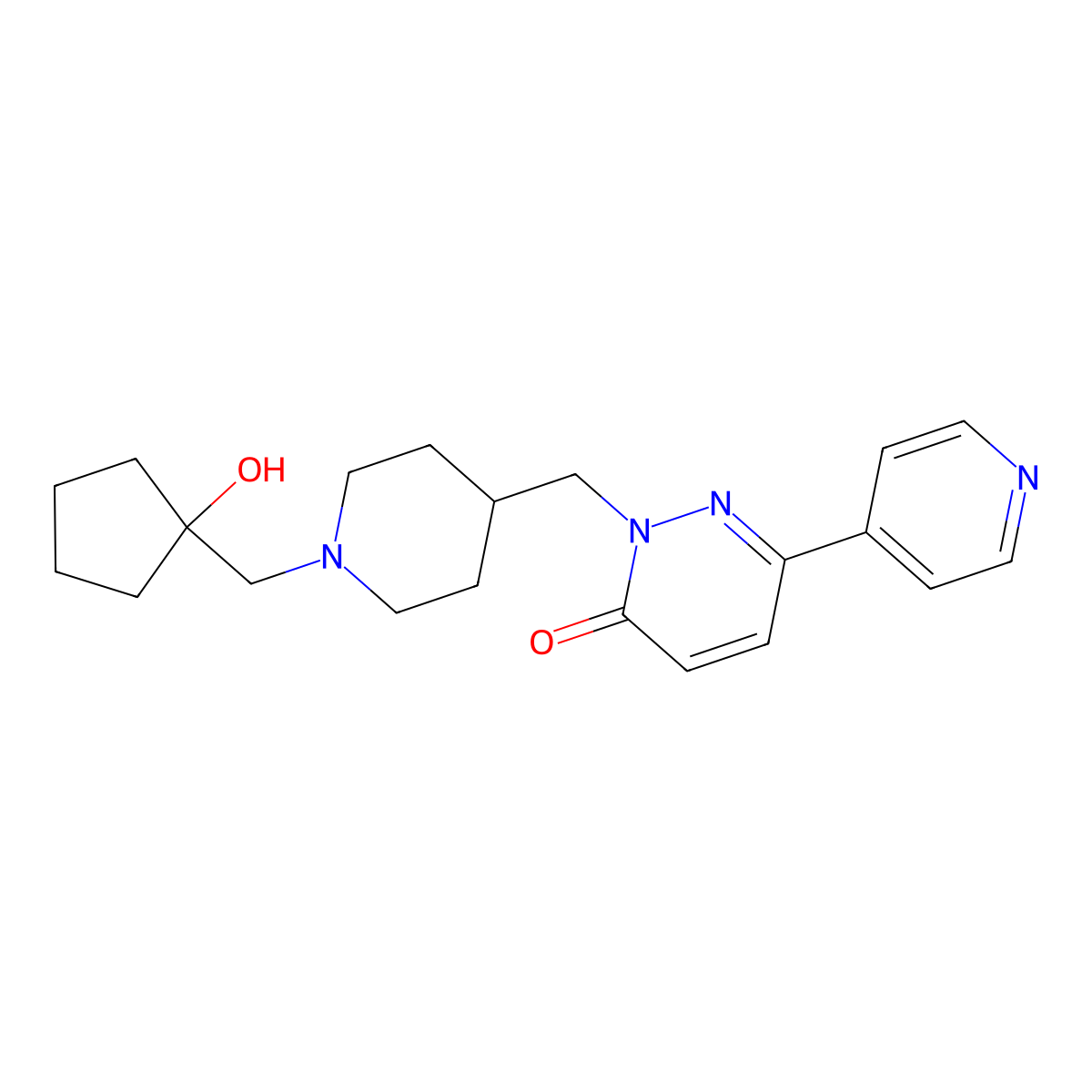 2-({1-[(1-Hydroxycyclopentyl)methyl]piperidin-4-yl}methyl)-6-(pyridin-4-yl)-2,3-dihydropyridazin-3-one molecular structure, CAS 2097912-24-6