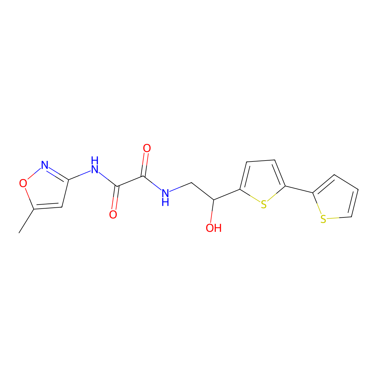 N'-(2-{[2,2'-bithiophene]-5-yl}-2-hydroxyethyl)-N-(5-methyl-1,2-oxazol-3-yl)ethanediamide molecular structure, CAS 2097912-39-3