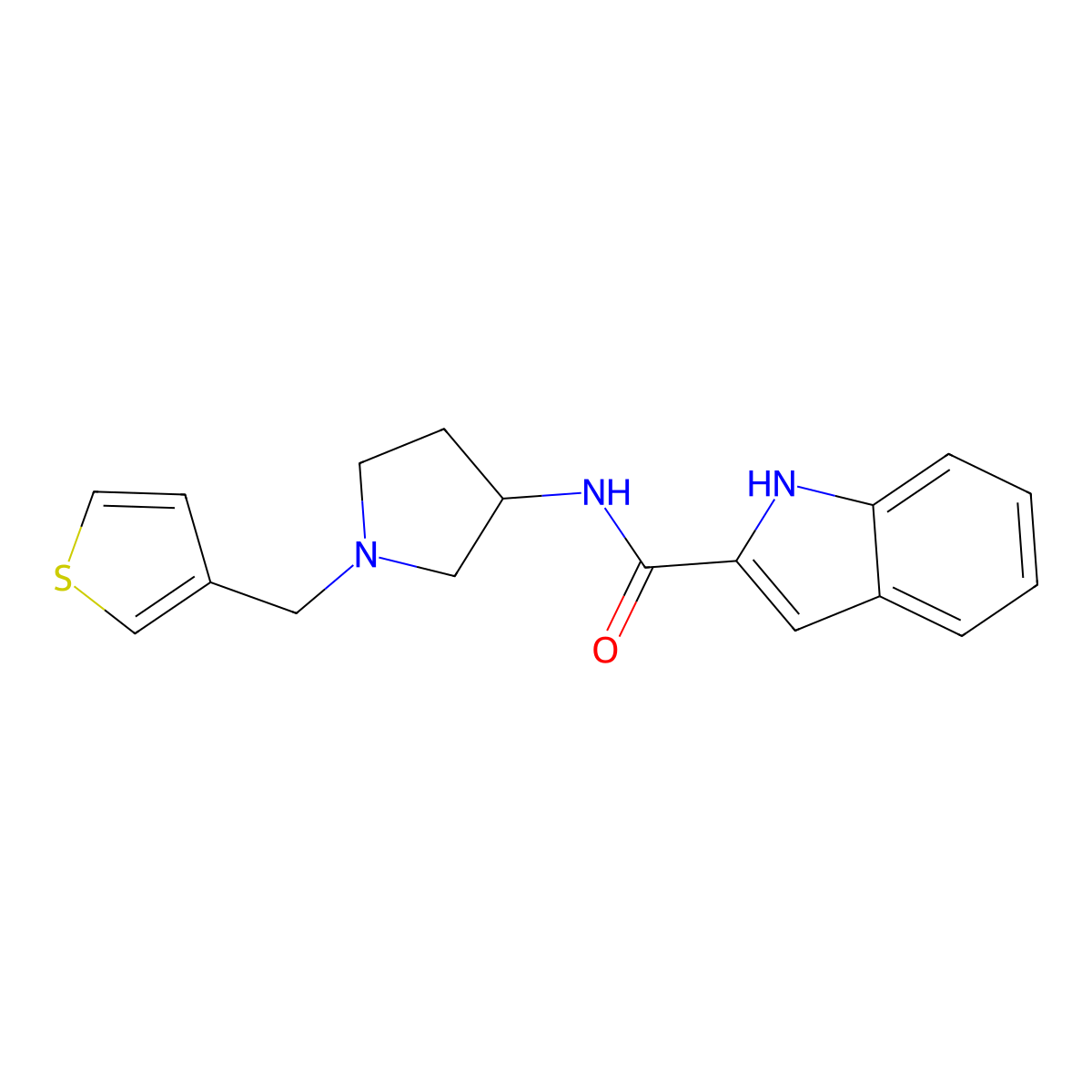N-{1-[(thiophen-3-yl)methyl]pyrrolidin-3-yl}-1H-indole-2-carboxamide molecular structure, CAS 2097912-40-6