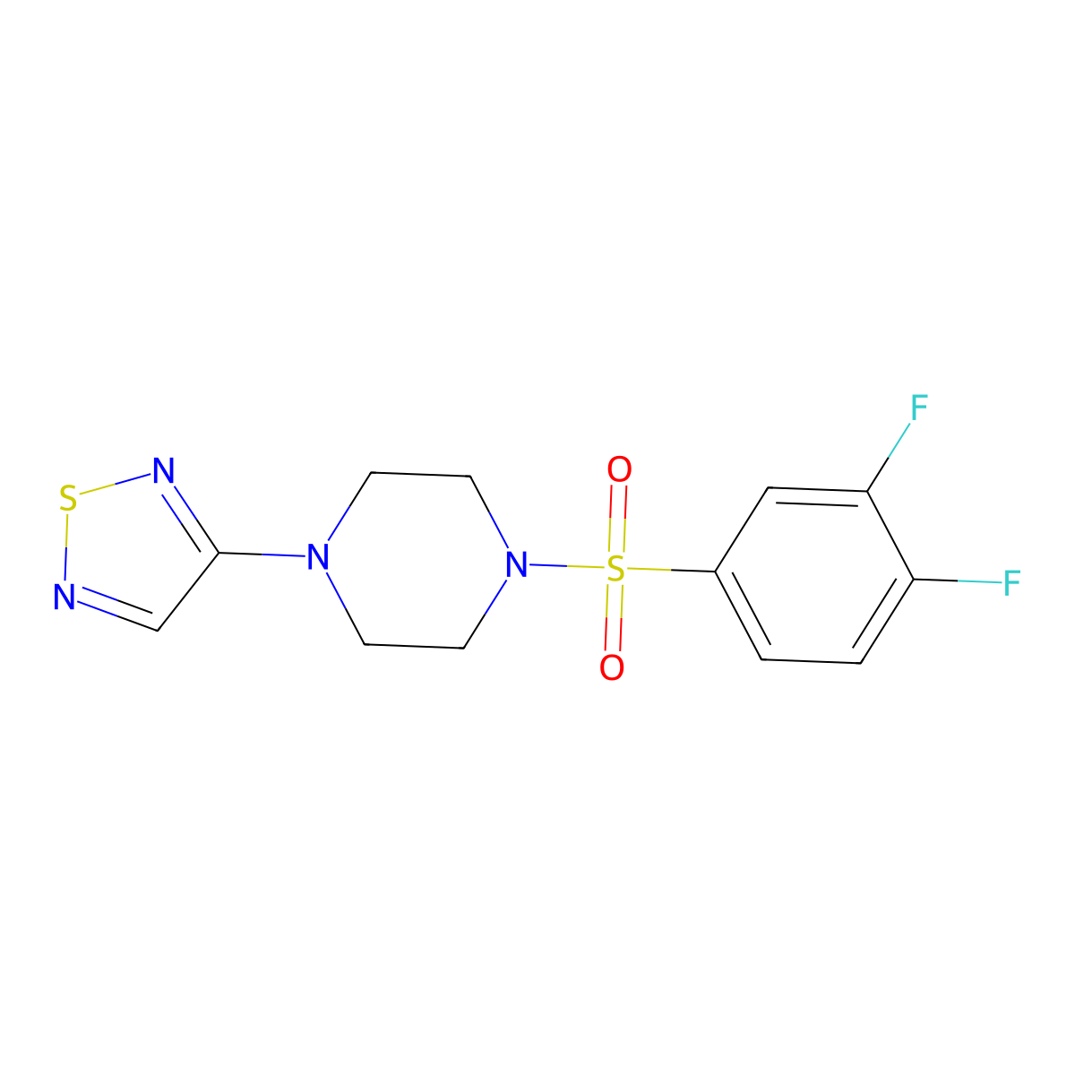 1-(3,4-Difluorobenzenesulfonyl)-4-(1,2,5-thiadiazol-3-yl)piperazine molecular structure, CAS 2097912-43-9