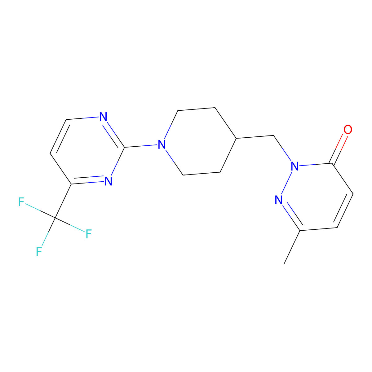 6-Methyl-2-({1-[4-(trifluoromethyl)pyrimidin-2-yl]piperidin-4-yl}methyl)-2,3-dihydropyridazin-3-one molecular structure, CAS 2097912-46-2