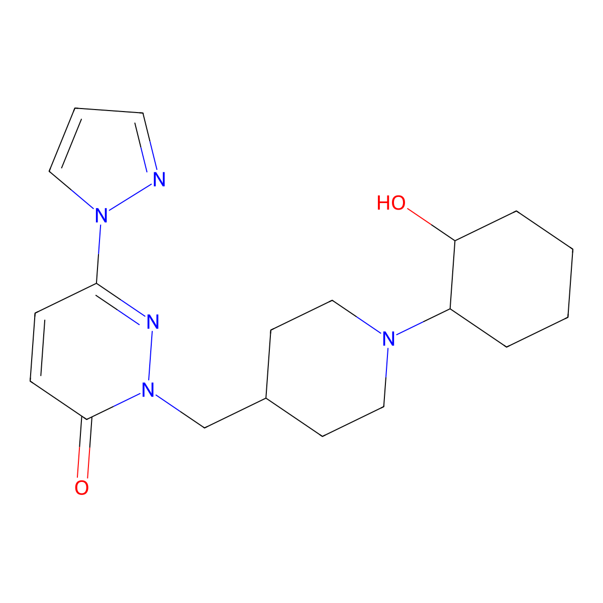 2-{[1-(2-hydroxycyclohexyl)piperidin-4-yl]methyl}-6-(1H-pyrazol-1-yl)-2,3-dihydropyridazin-3-one molecular structure, CAS 2097912-50-8