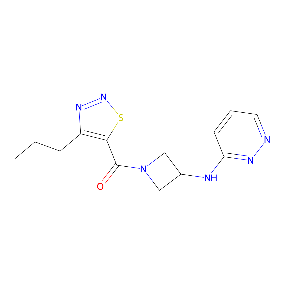 N-[1-(4-propyl-1,2,3-thiadiazole-5-carbonyl)azetidin-3-yl]pyridazin-3-amine molecular structure, CAS 2097912-53-1