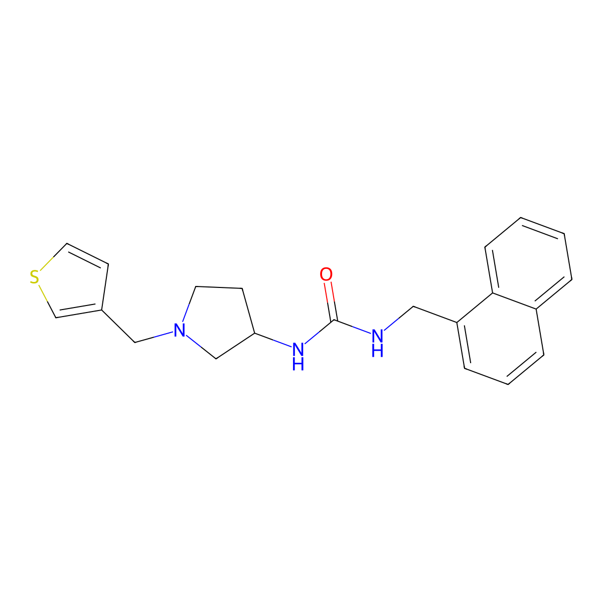 1-[(Naphthalen-1-yl)methyl]-3-{1-[(thiophen-3-yl)methyl]pyrrolidin-3-yl}urea molecular structure, CAS 2097912-57-5