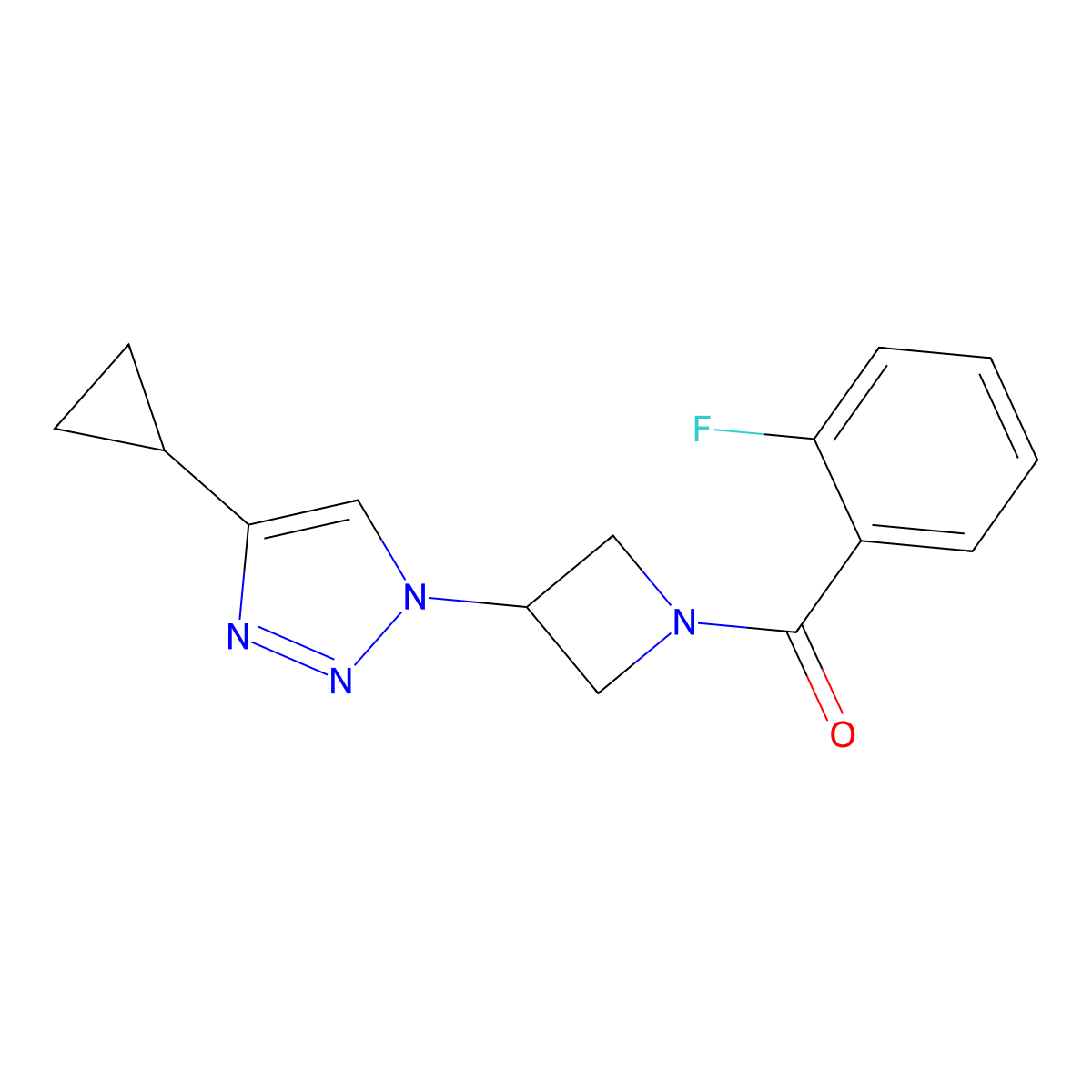 (3-(4-cyclopropyl-1H-1,2,3-triazol-1-yl)azetidin-1-yl)(2-fluorophenyl)methanone molecular structure, CAS 2097912-58-6