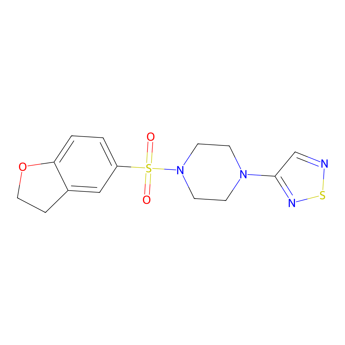 1-(2,3-Dihydro-1-benzofuran-5-sulfonyl)-4-(1,2,5-thiadiazol-3-yl)piperazine molecular structure, CAS 2097912-63-3
