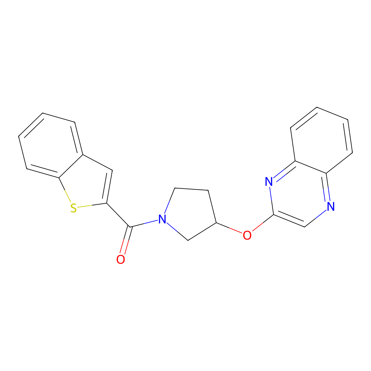 2-{[1-(1-Benzothiophene-2-carbonyl)pyrrolidin-3-yl]oxy}quinoxaline molecular structure, CAS 2097912-65-5