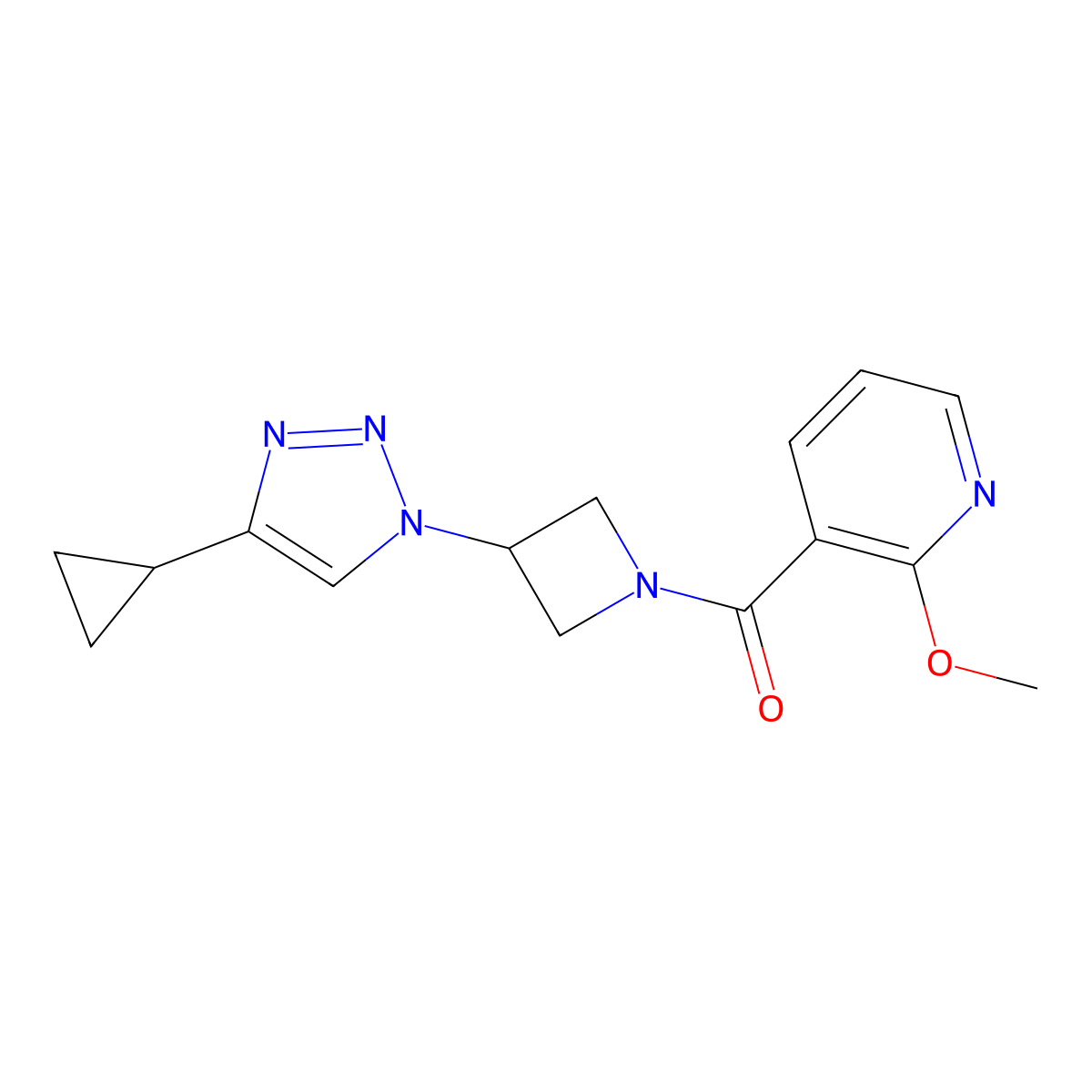 (3-(4-cyclopropyl-1H-1,2,3-triazol-1-yl)azetidin-1-yl)(2-methoxypyridin-3-yl)methanone molecular structure, CAS 2097912-66-6