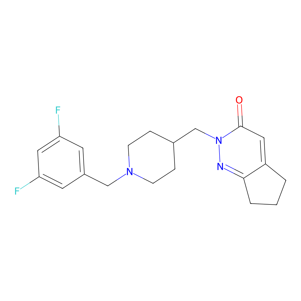 2-({1-[(3,5-difluorophenyl)methyl]piperidin-4-yl}methyl)-2H,3H,5H,6H,7H-cyclopenta[c]pyridazin-3-one molecular structure, CAS 2097912-67-7