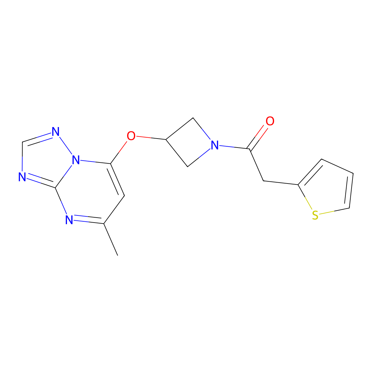 1-[3-({5-Methyl-[1,2,4]triazolo[1,5-a]pyrimidin-7-yl}oxy)azetidin-1-yl]-2-(thiophen-2-yl)ethan-1-one molecular structure, CAS 2097912-69-9