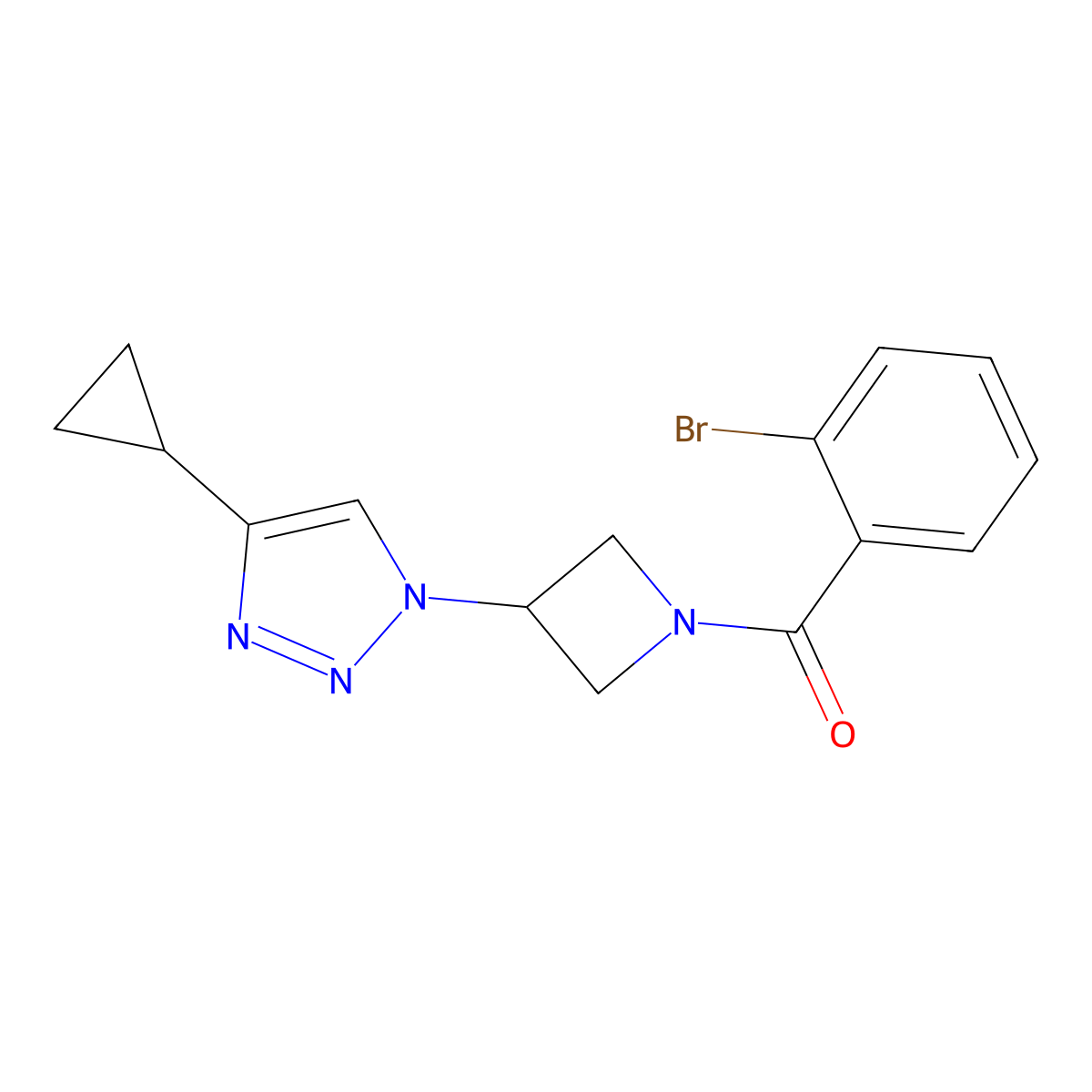 (2-bromophenyl)(3-(4-cyclopropyl-1H-1,2,3-triazol-1-yl)azetidin-1-yl)methanone molecular structure, CAS 2097912-79-1