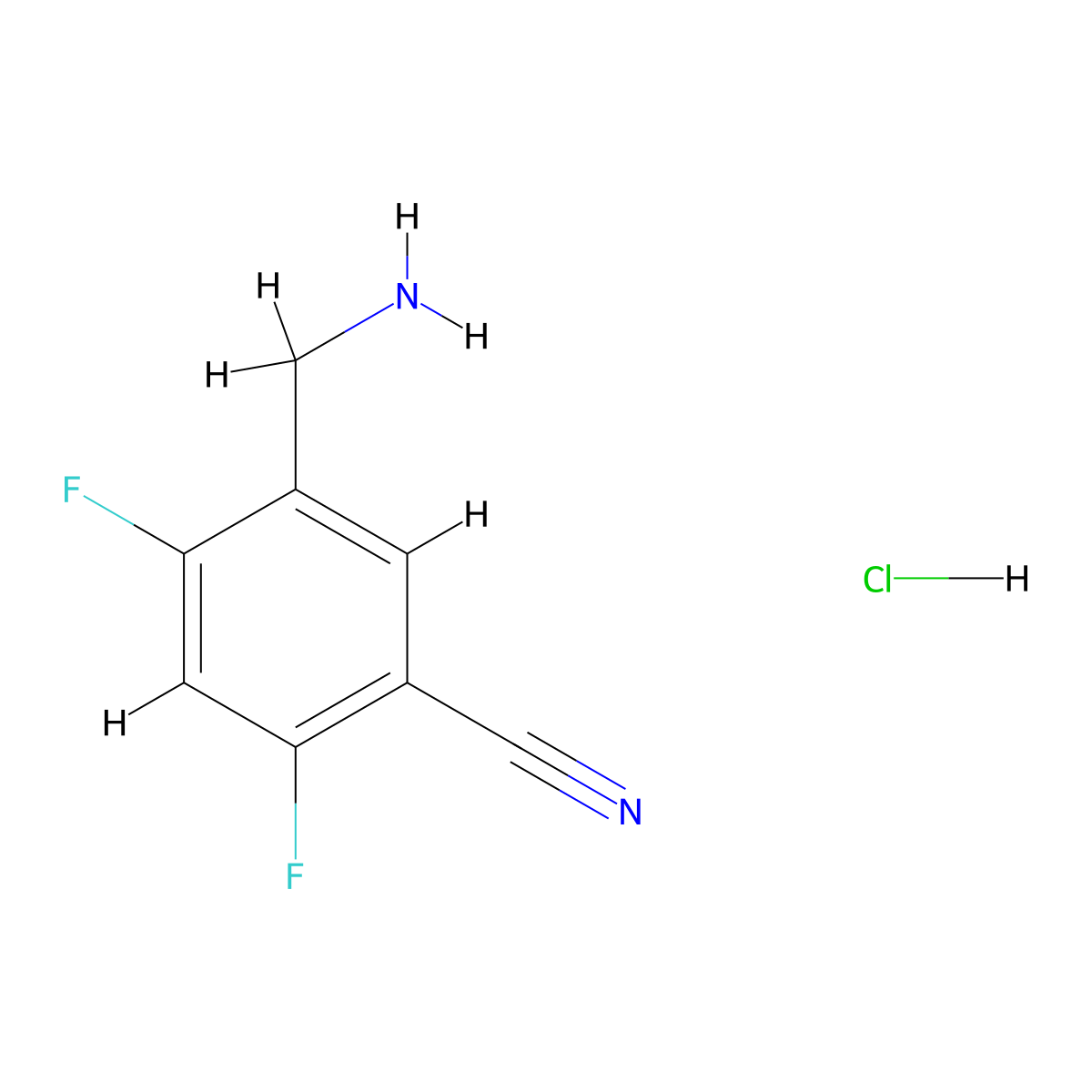 5-(Aminomethyl)-2,4-difluorobenzonitrile hydrochloride molecular structure, CAS 2097912-81-5