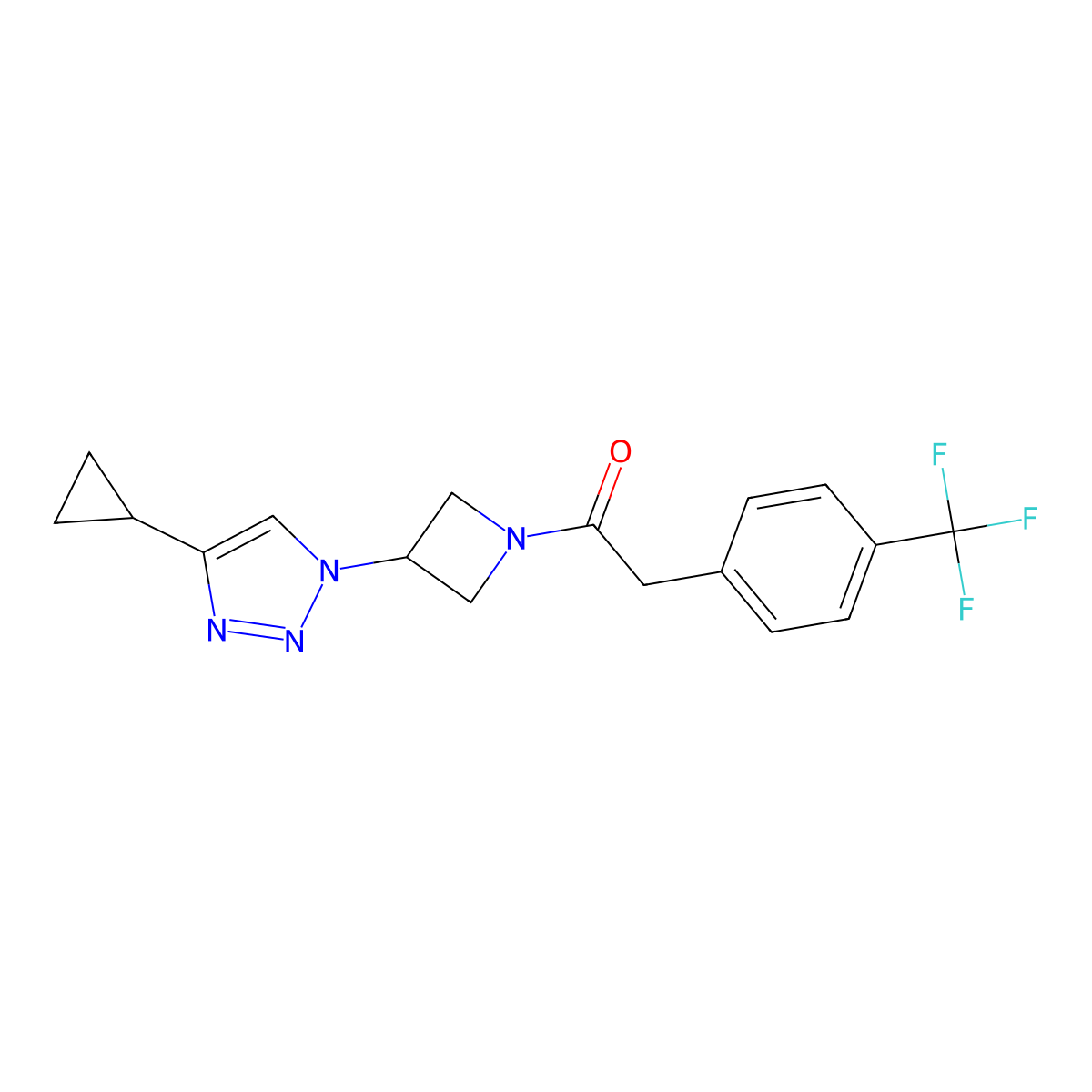 1-(3-(4-cyclopropyl-1H-1,2,3-triazol-1-yl)azetidin-1-yl)-2-(4-(trifluoromethyl)phenyl)ethanone molecular structure, CAS 2097912-88-2