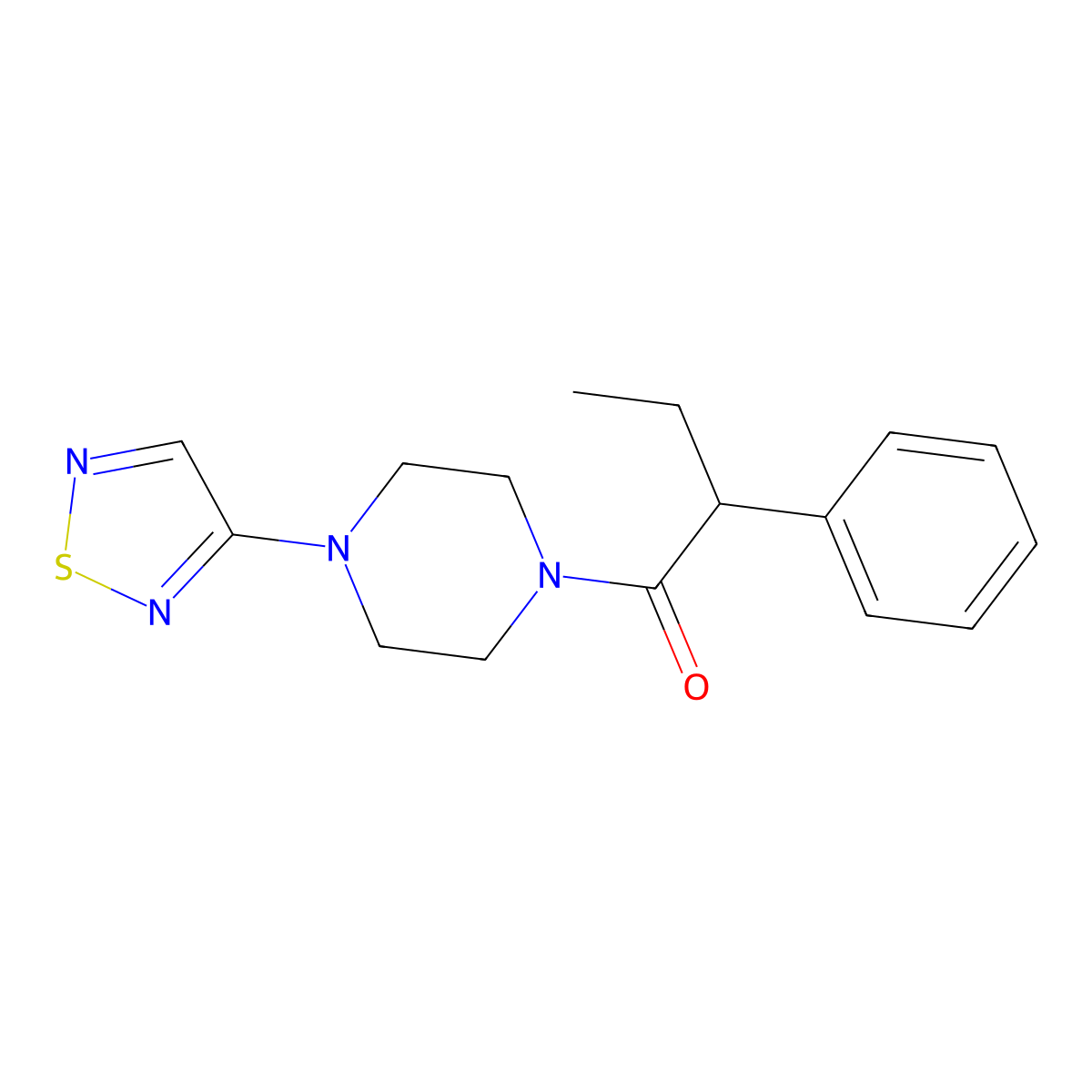 2-Phenyl-1-[4-(1,2,5-thiadiazol-3-yl)piperazin-1-yl]butan-1-one molecular structure, CAS 2097912-97-3