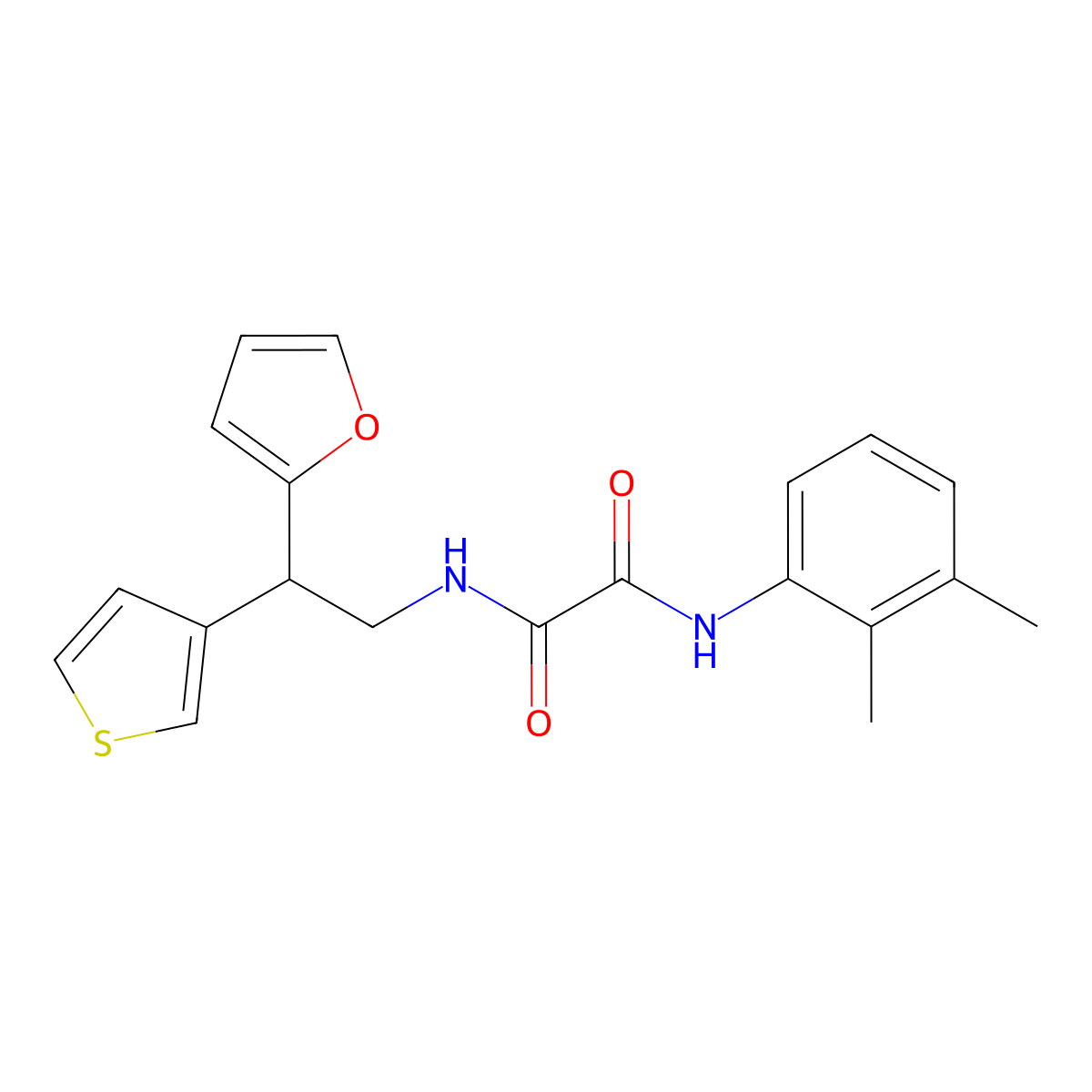 N'-(2,3-dimethylphenyl)-N-[2-(furan-2-yl)-2-(thiophen-3-yl)ethyl]ethanediamide molecular structure, CAS 2097913-00-1