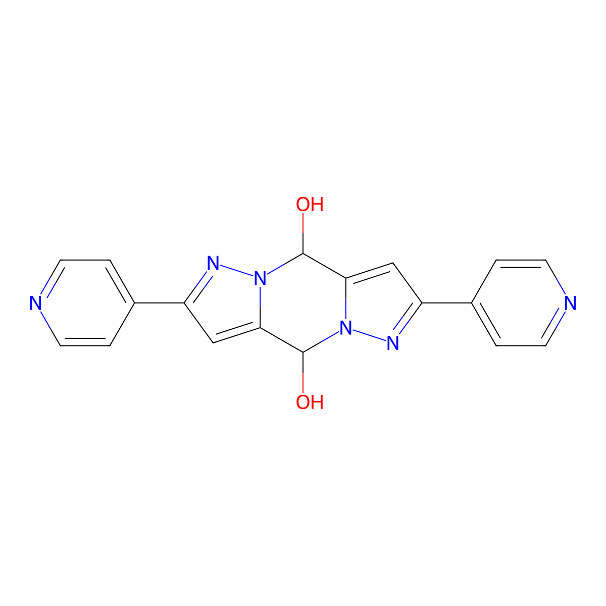 5,11-Bis(pyridin-4-yl)-1,6,7,12-tetraazatricyclo[7.3.0.0^{3,7}]dodeca-3,5,9,11-tetraene-2,8-diol molecular structure, CAS 2097913-05-6