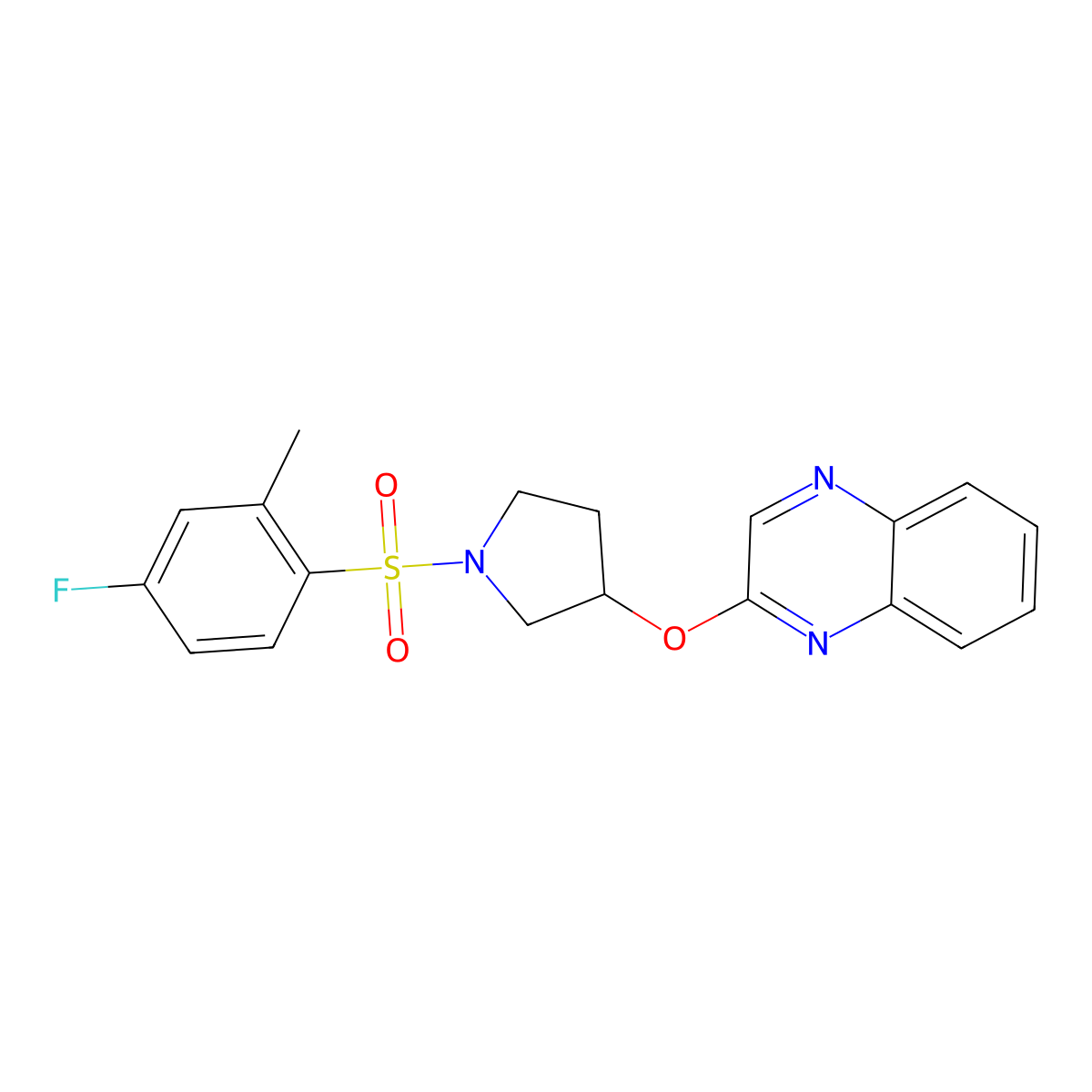 2-{[1-(4-Fluoro-2-methylbenzenesulfonyl)pyrrolidin-3-yl]oxy}quinoxaline molecular structure, CAS 2097913-12-5