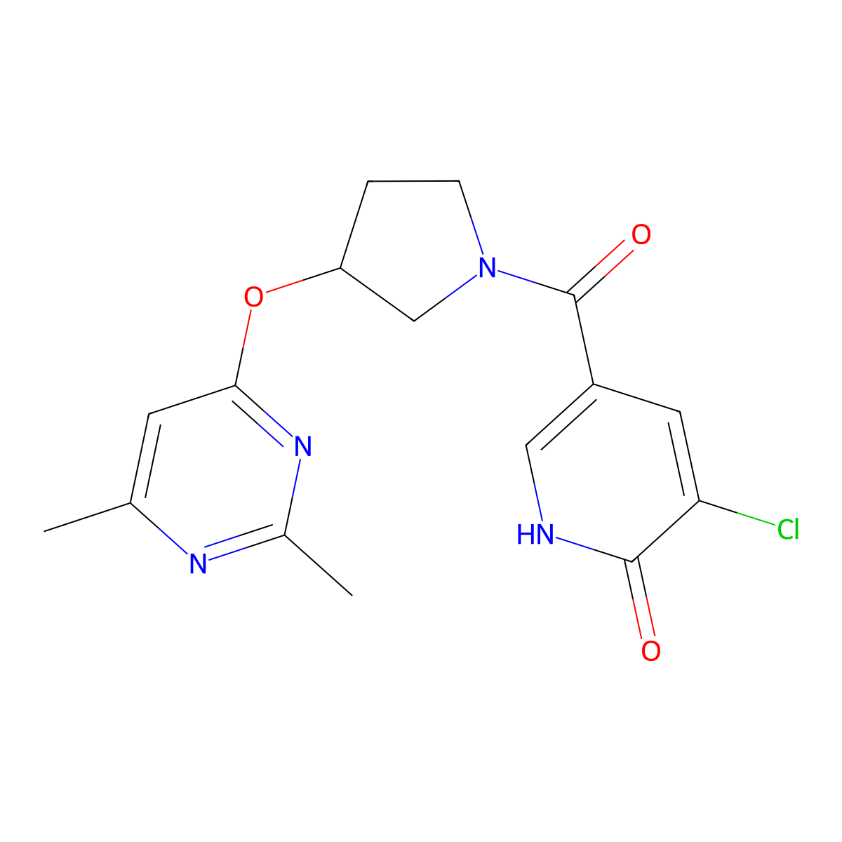 3-Chloro-5-{3-[(2,6-dimethylpyrimidin-4-yl)oxy]pyrrolidine-1-carbonyl}pyridin-2-ol molecular structure, CAS 2097913-17-0