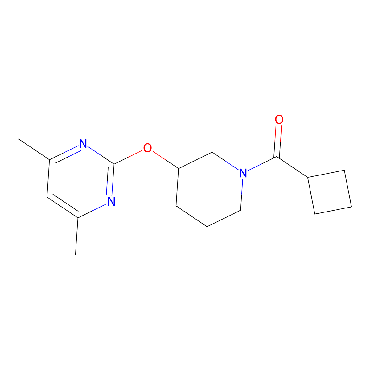 Cyclobutyl(3-((4,6-dimethylpyrimidin-2-yl)oxy)piperidin-1-yl)methanone molecular structure, CAS 2097913-27-2