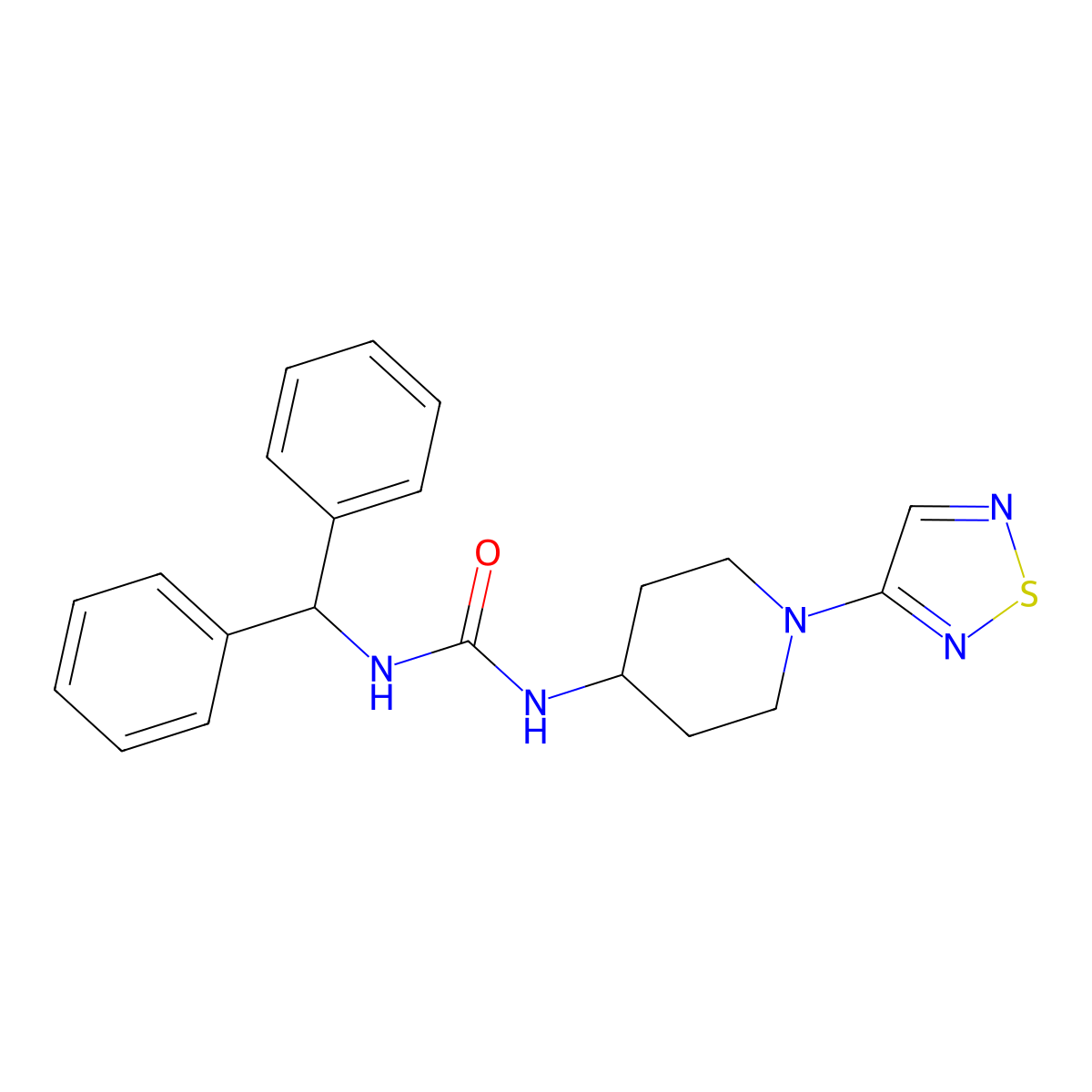 1-(Diphenylmethyl)-3-[1-(1,2,5-thiadiazol-3-yl)piperidin-4-yl]urea molecular structure, CAS 2097913-30-7