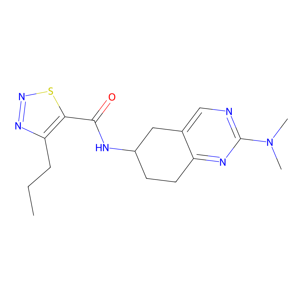 N-[2-(dimethylamino)-5,6,7,8-tetrahydroquinazolin-6-yl]-4-propyl-1,2,3-thiadiazole-5-carboxamide molecular structure, CAS 2097913-33-0