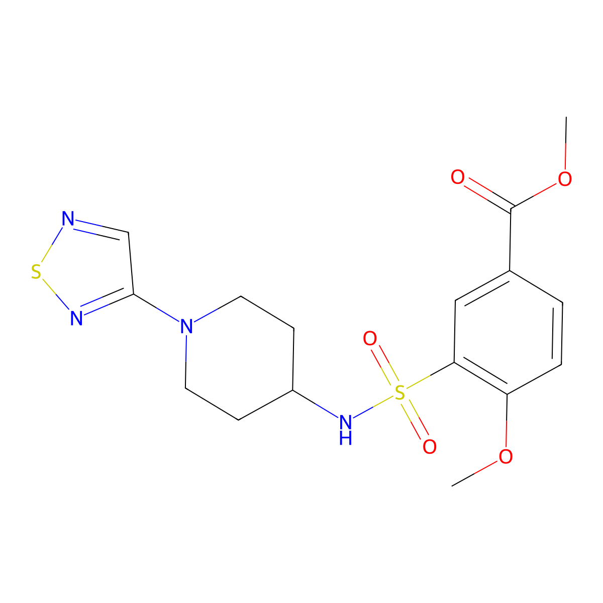 Methyl 4-methoxy-3-{[1-(1,2,5-thiadiazol-3-yl)piperidin-4-yl]sulfamoyl}benzoate molecular structure, CAS 2097913-34-1