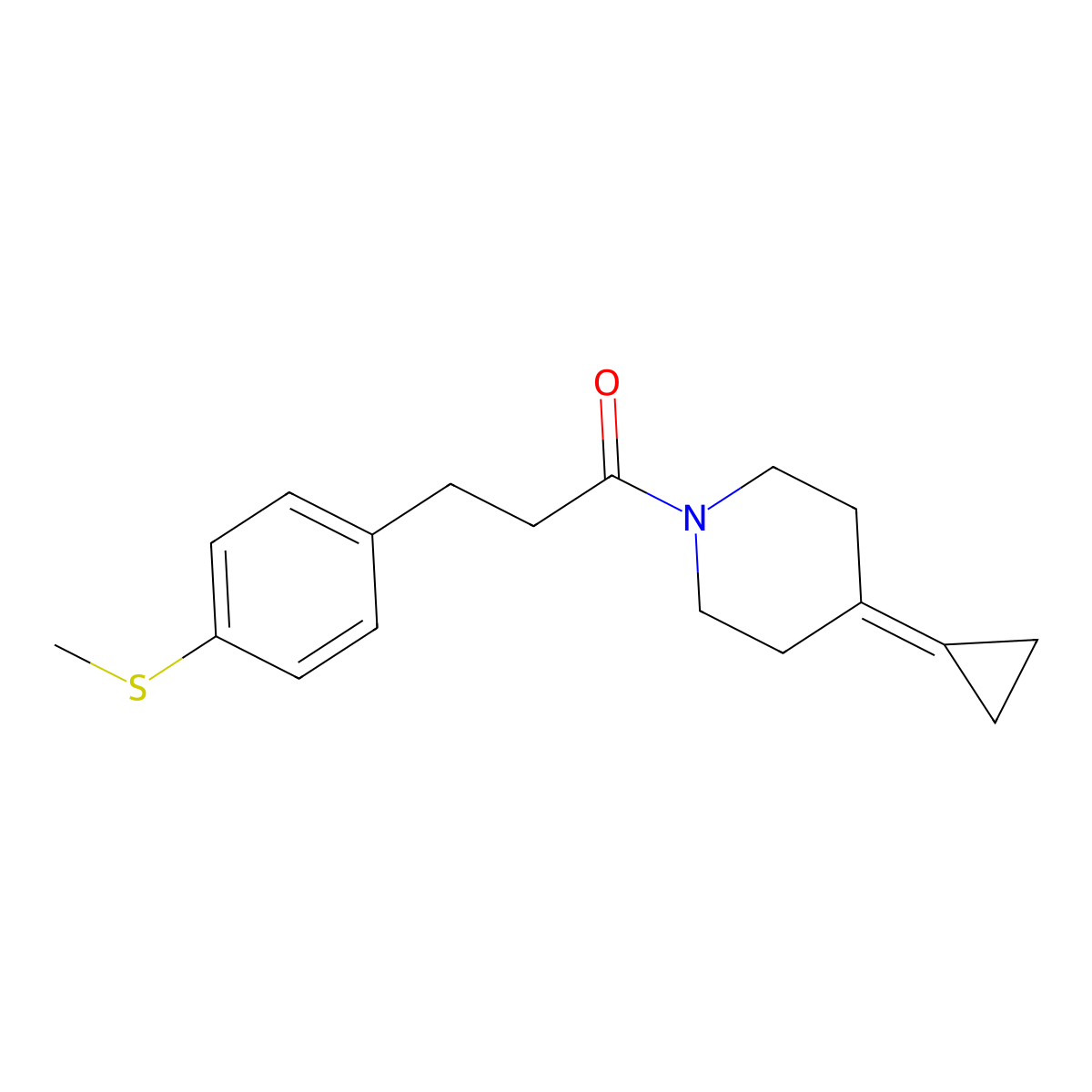 1-(4-Cyclopropylidenepiperidin-1-yl)-3-(4-(methylthio)phenyl)propan-1-one molecular structure, CAS 2097913-35-2
