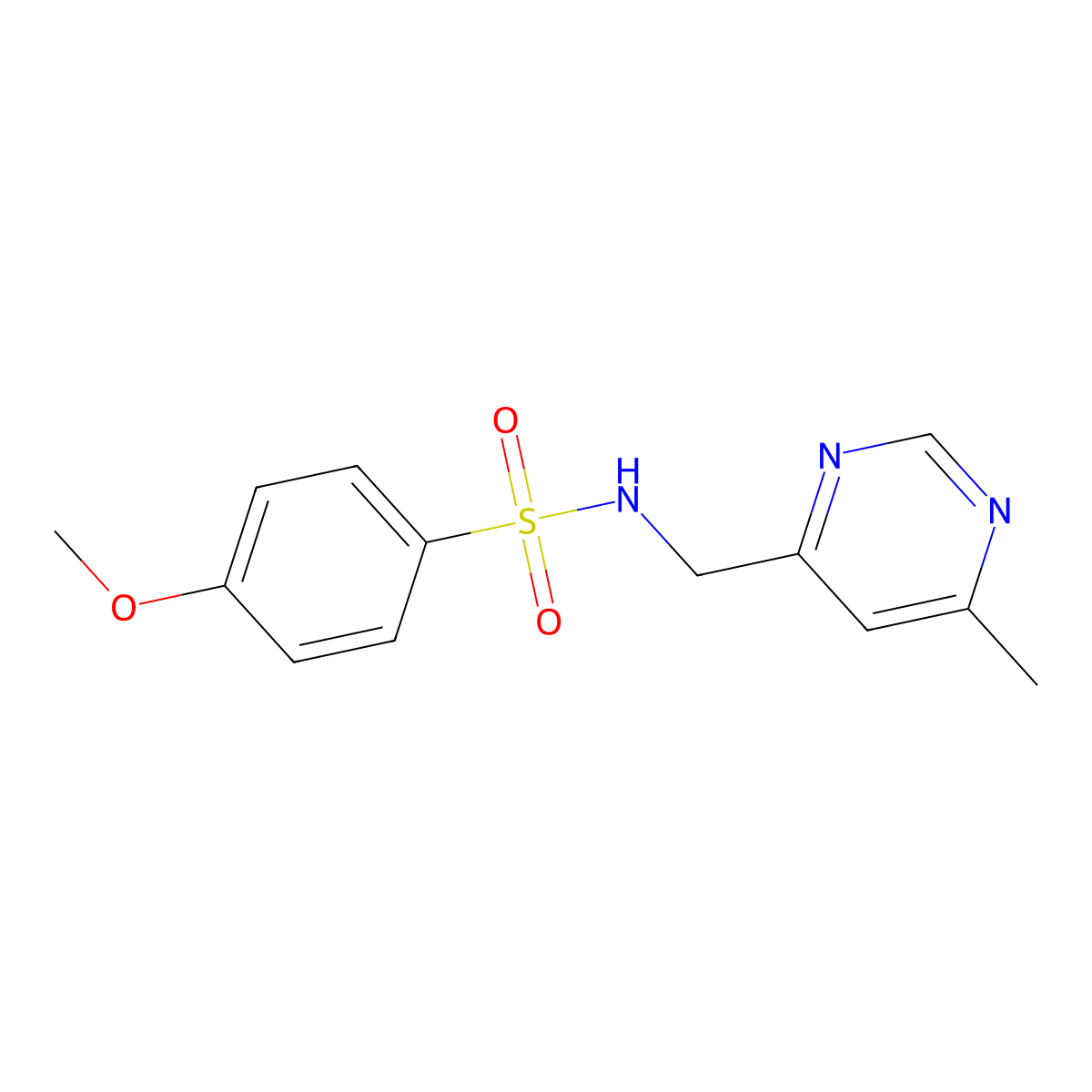 4-methoxy-N-((6-methylpyrimidin-4-yl)methyl)benzenesulfonamide molecular structure, CAS 2097913-36-3