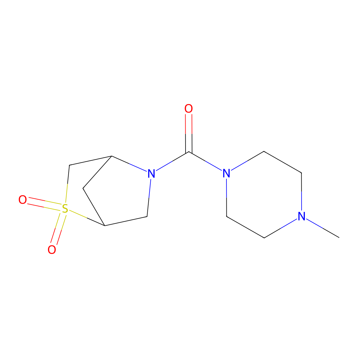 5-(4-Methylpiperazine-1-carbonyl)-2lambda6-thia-5-azabicyclo[2.2.1]heptane-2,2-dione molecular structure, CAS 2097913-44-3