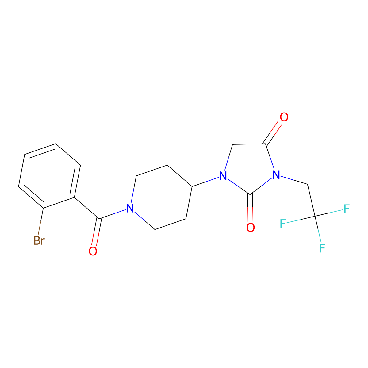 1-[1-(2-Bromobenzoyl)piperidin-4-yl]-3-(2,2,2-trifluoroethyl)imidazolidine-2,4-dione molecular structure, CAS 2097913-46-5