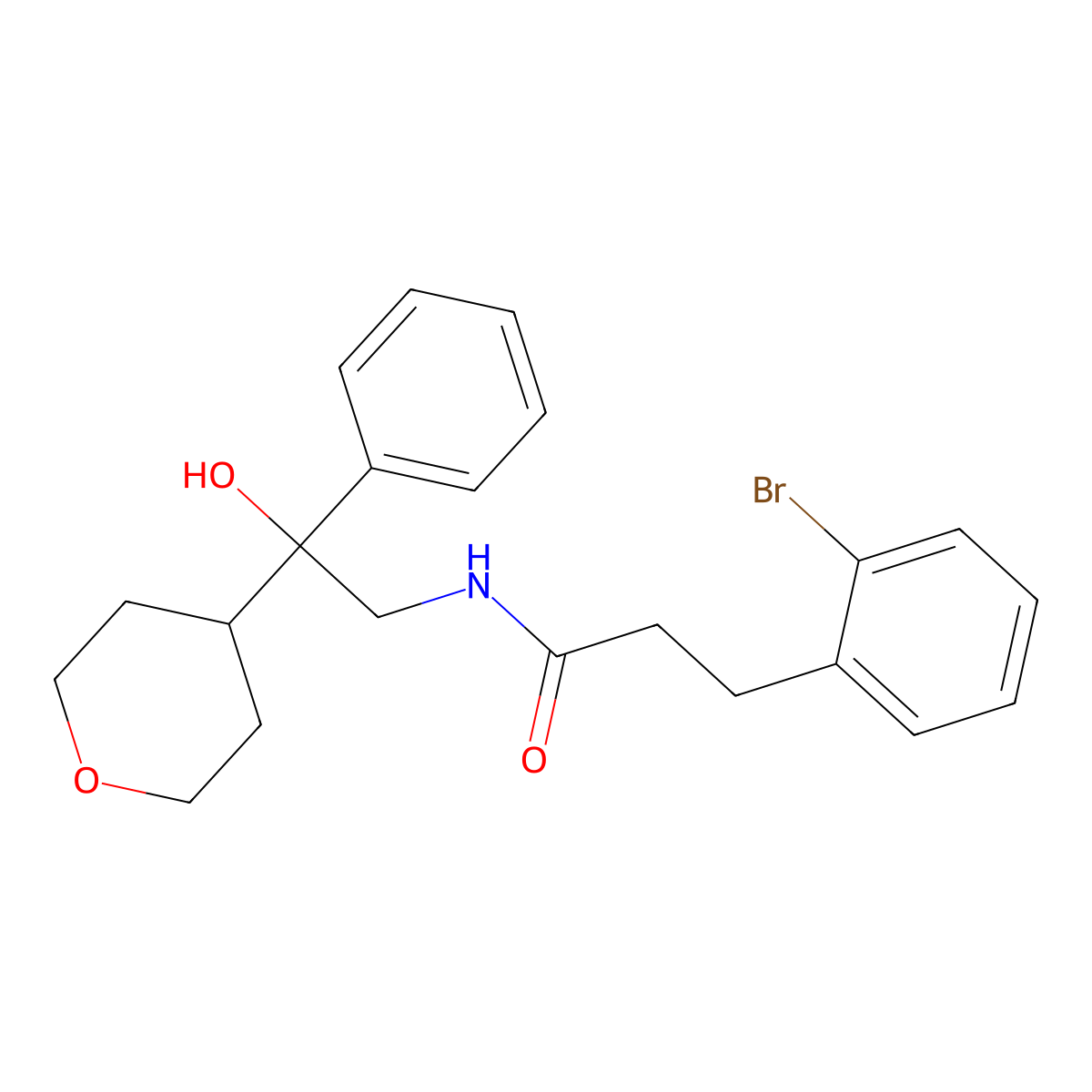3-(2-bromophenyl)-N-[2-hydroxy-2-(oxan-4-yl)-2-phenylethyl]propanamide molecular structure, CAS 2097913-49-8