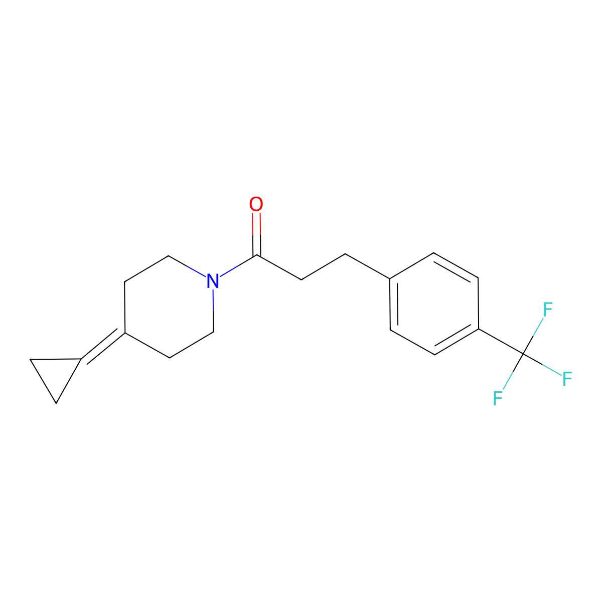 1-(4-Cyclopropylidenepiperidin-1-yl)-3-[4-(trifluoromethyl)phenyl]propan-1-one molecular structure, CAS 2097913-51-2
